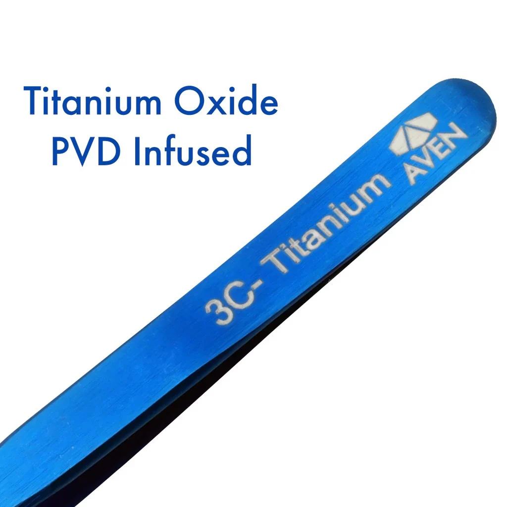 Aven Tools 18056TTB Titanium Blue Tweezers, Pattern #3C - Image 3