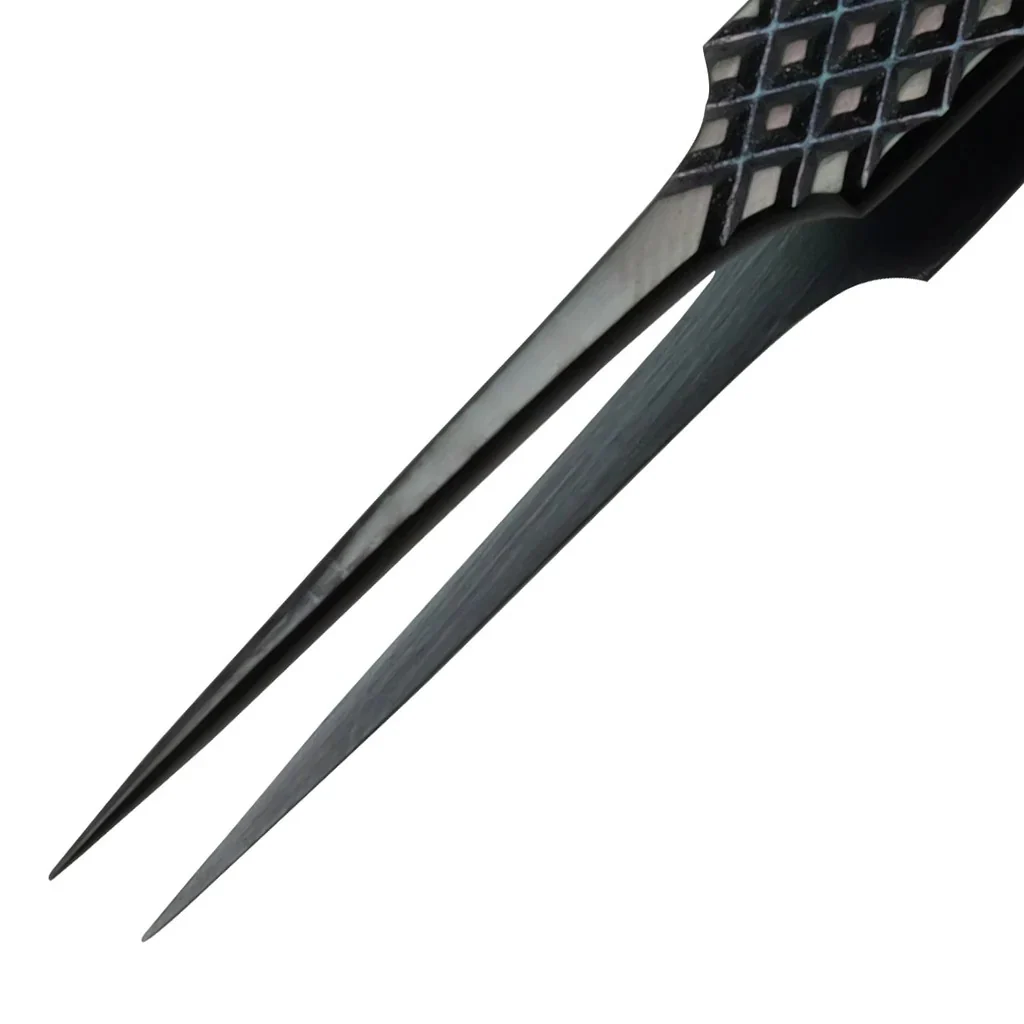 Aven Tools 18062EGBLK EZ Grip Stainless Steel Black Tweezers, 5 Pattern - Image 2