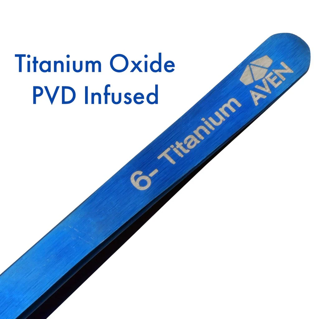 Aven Tools 18069TTB Titanium Blue Tweezers, Pattern #6 - Image 3