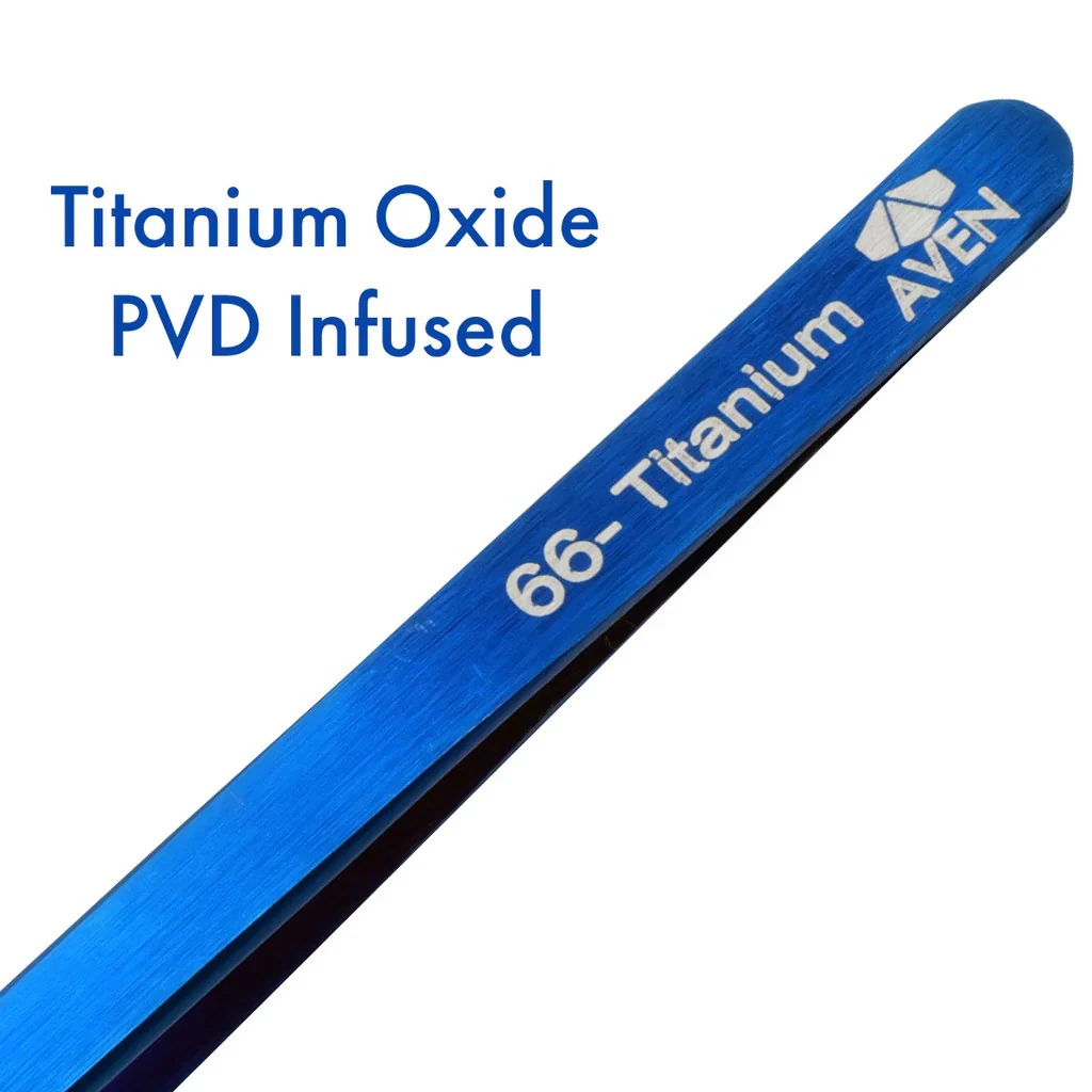 Aven Tools 18077TTB Titanium Blue Tweezers, Pattern #66 - Image 3