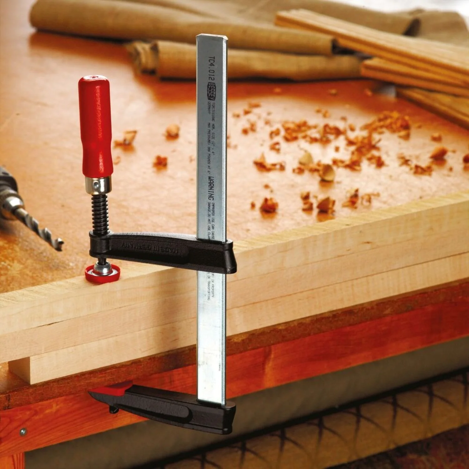 Bessey TC7.016 Clamp, woodworking, F-style, flat rail, 7 In. x 16 In. , 1200 lb - Image 3