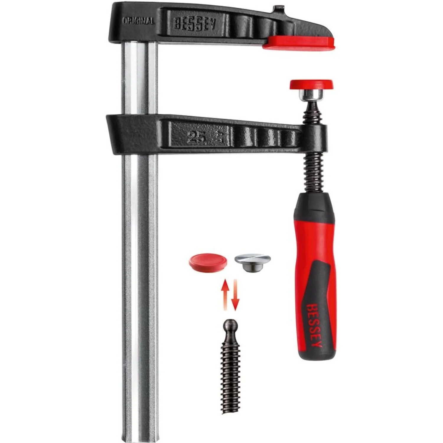Bessey TG4.512+2K Clamp, woodworking, F-style, 2K handle, replaceable pads, 4.5 In. x 12 In., 1000 lb