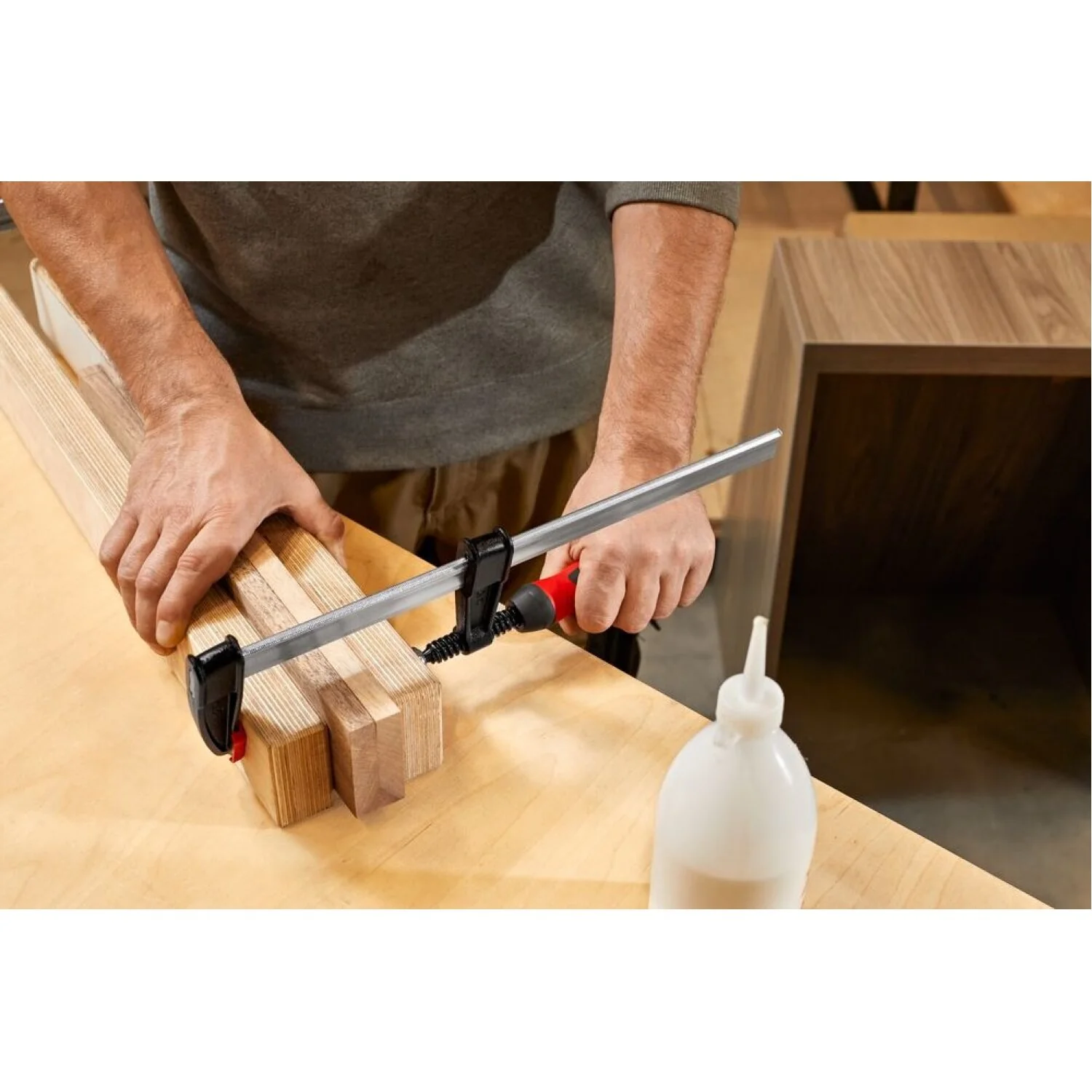 Bessey TGJ2.512+2K Clamp, woodworking, F-style, 2K handle, replaceable pads, 2.5 In. x 12 In., 600 lb - Image 5