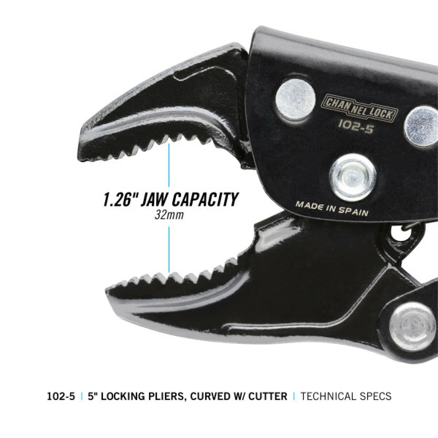 Channellock 102-5 5-inch Curved Jaw Locking Pliers w/ Cutter - Image 4