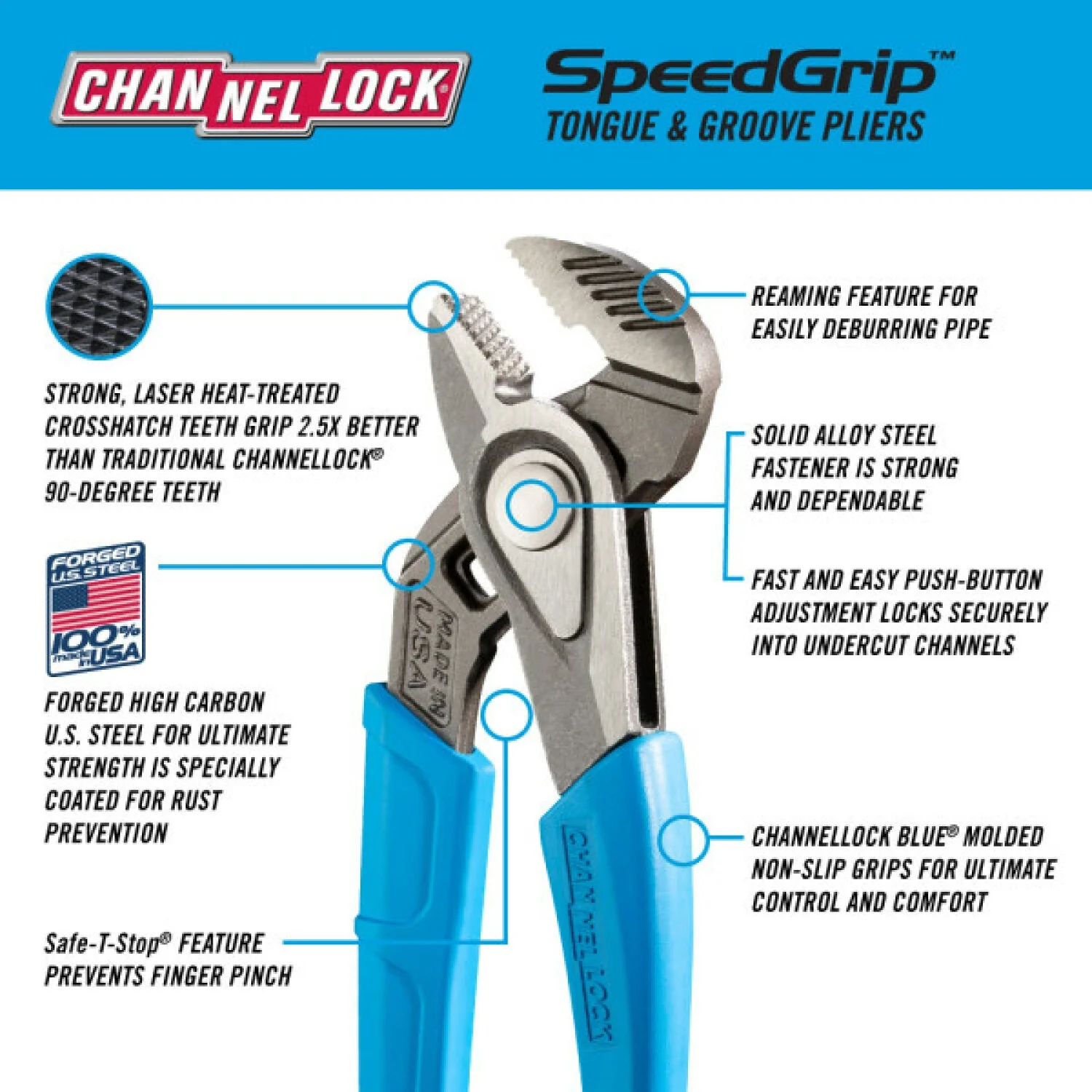Channellock 428X 8-inch Speedgrip Straight Jaw Tongue & Groove Pliers - Image 5