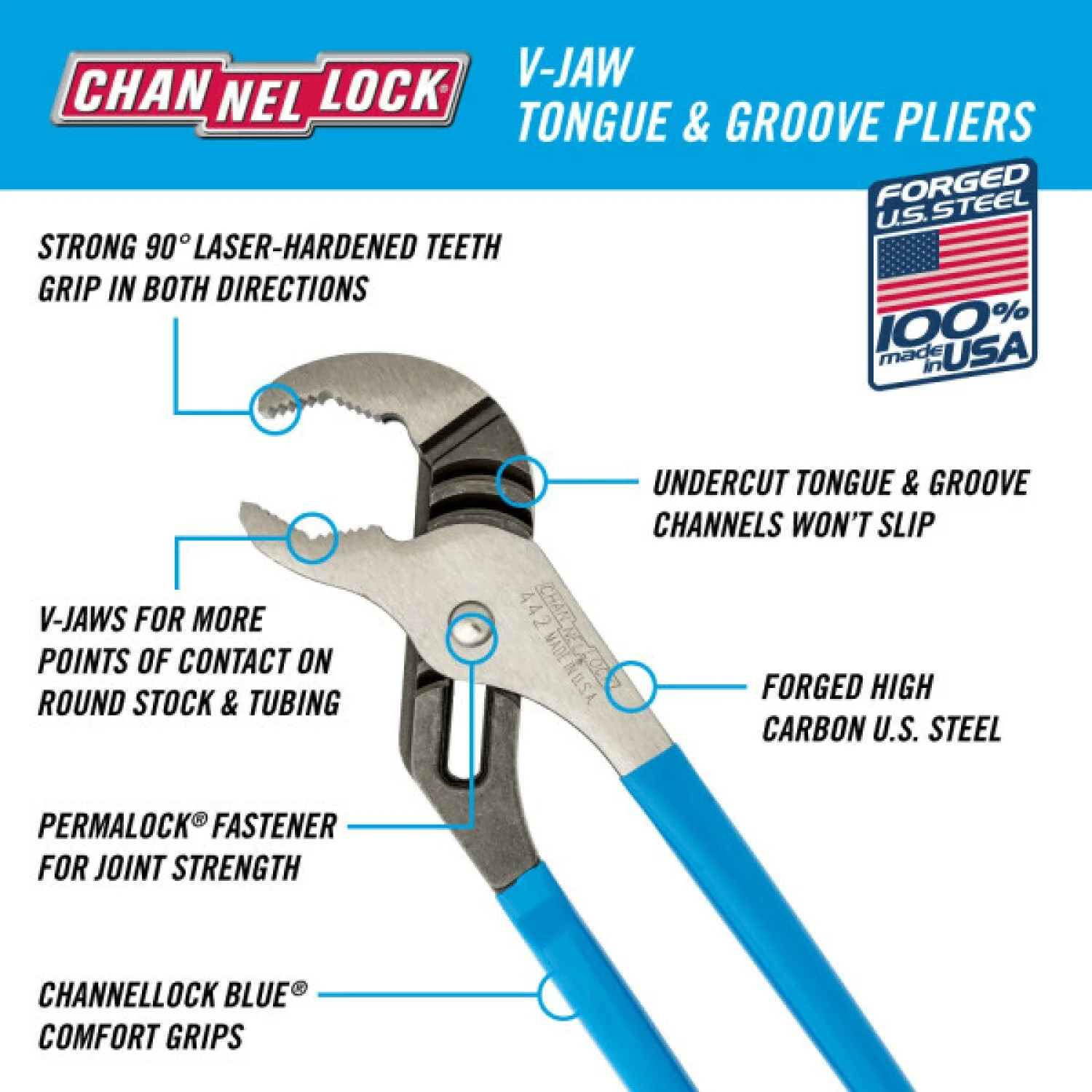 Channellock 442 12 Inch Tongue & Groove Pliers - Image 4