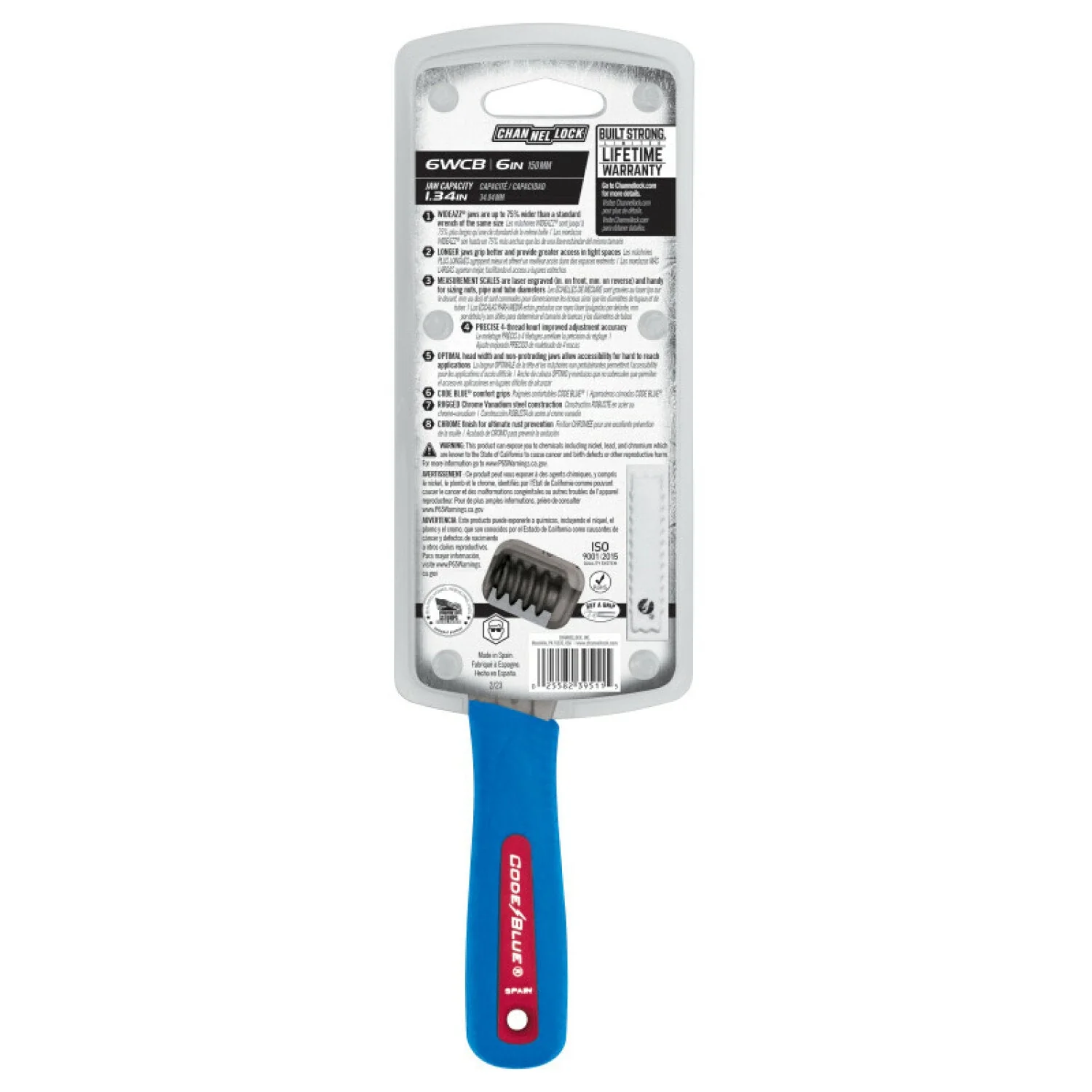 Channellock 6WCB 6-inch Code Blue Wideazz Adjustable Wrench - Image 4