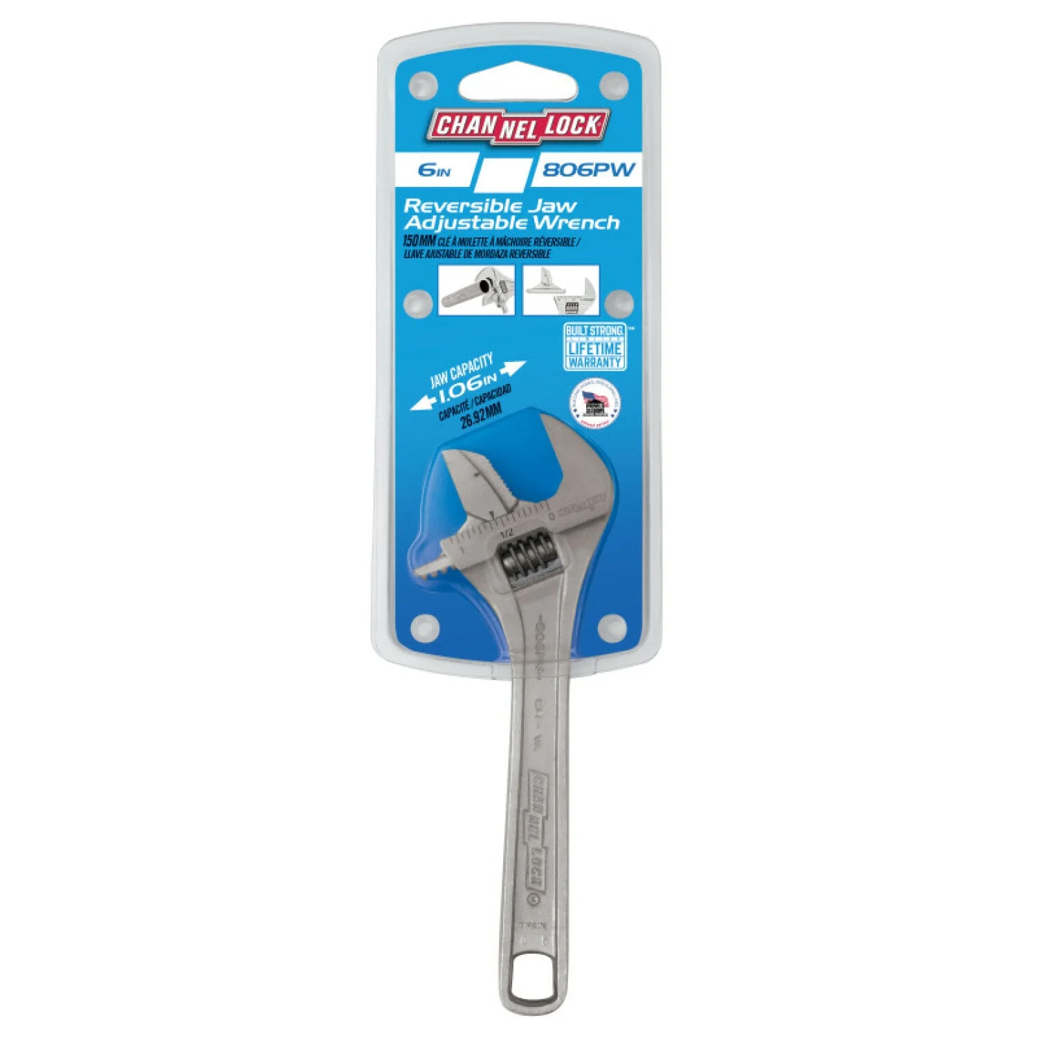 Channellock 806PW 6-inch Reversible Jaw Adjustable Wrench - Image 5