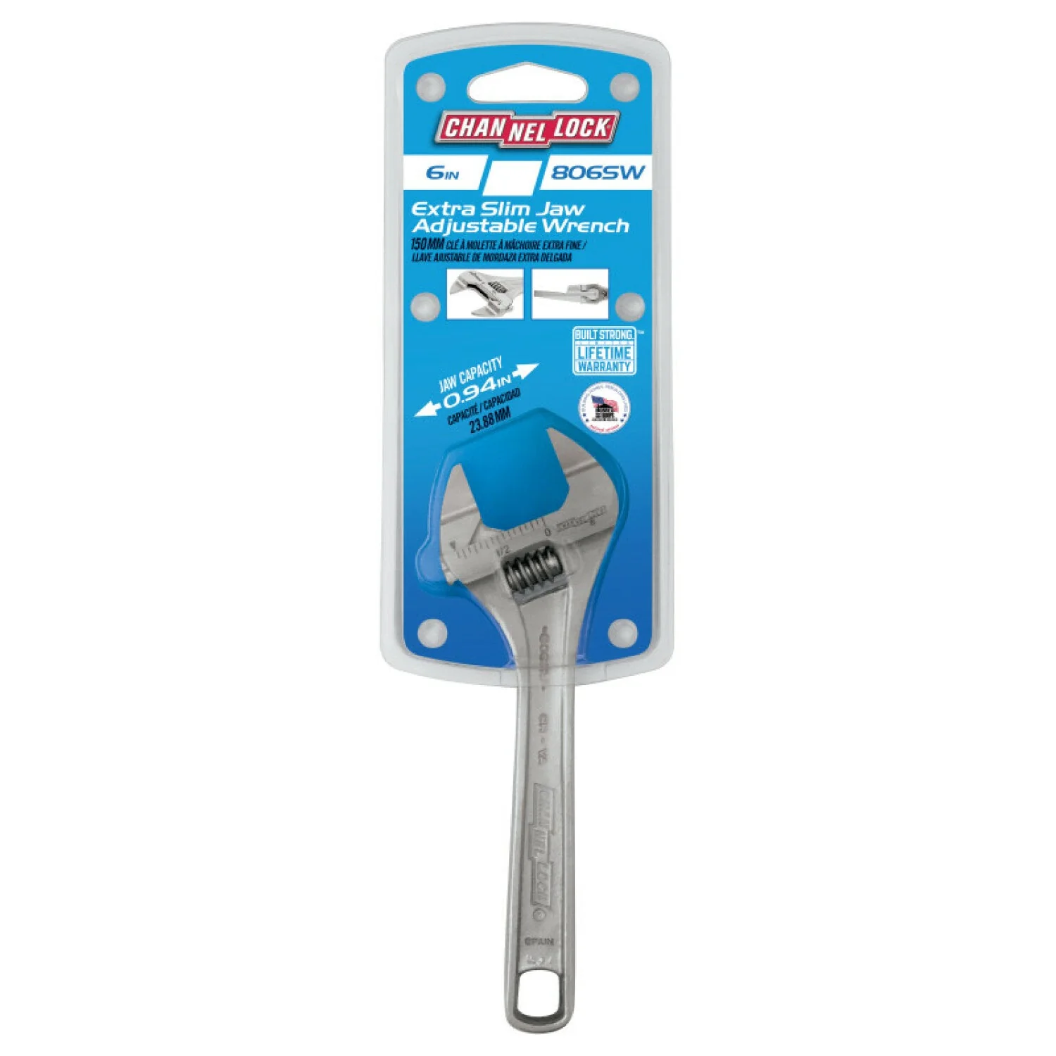 Channellock 806SW 6-inch Precision Adjustable Wrench with Extra Slim Jaw - Image 3