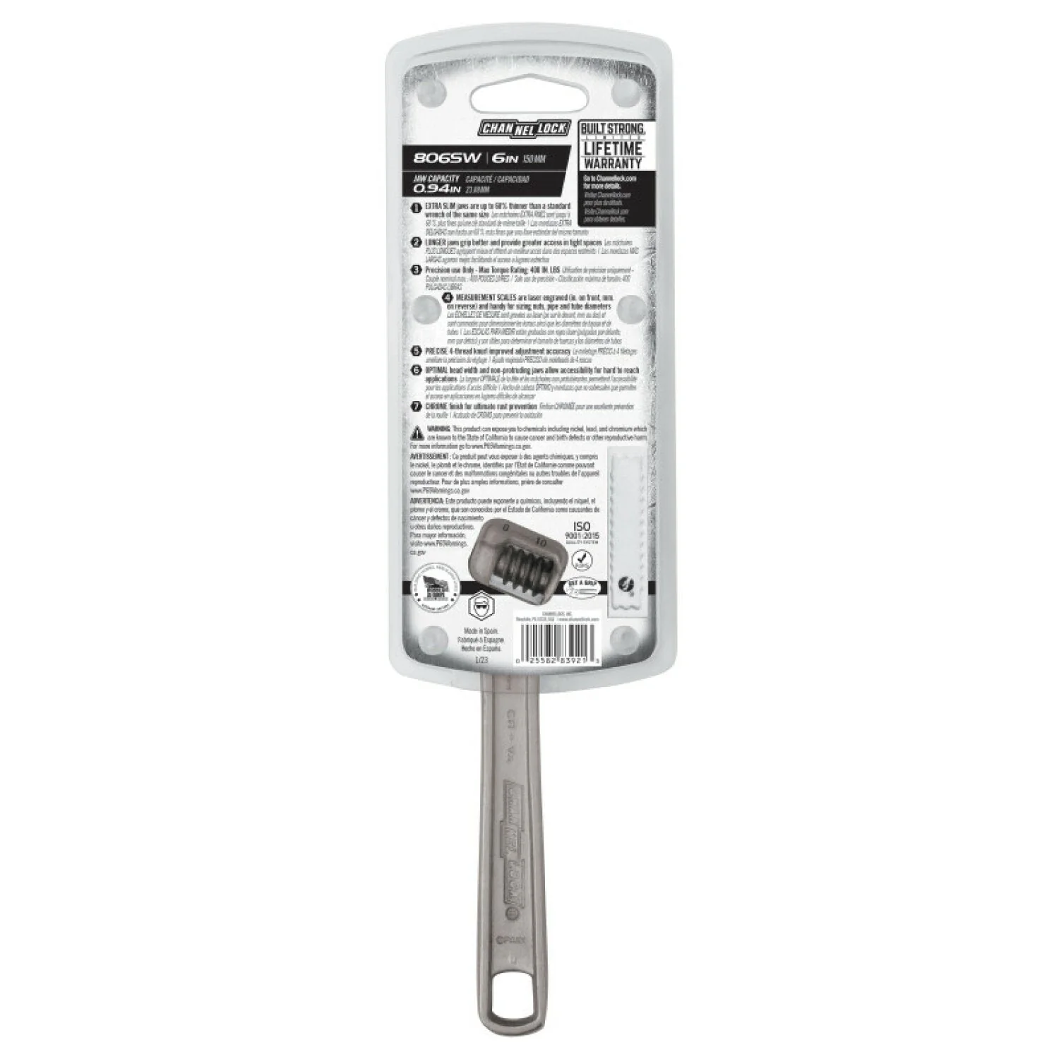 Channellock 806SW 6-inch Precision Adjustable Wrench with Extra Slim Jaw - Image 4