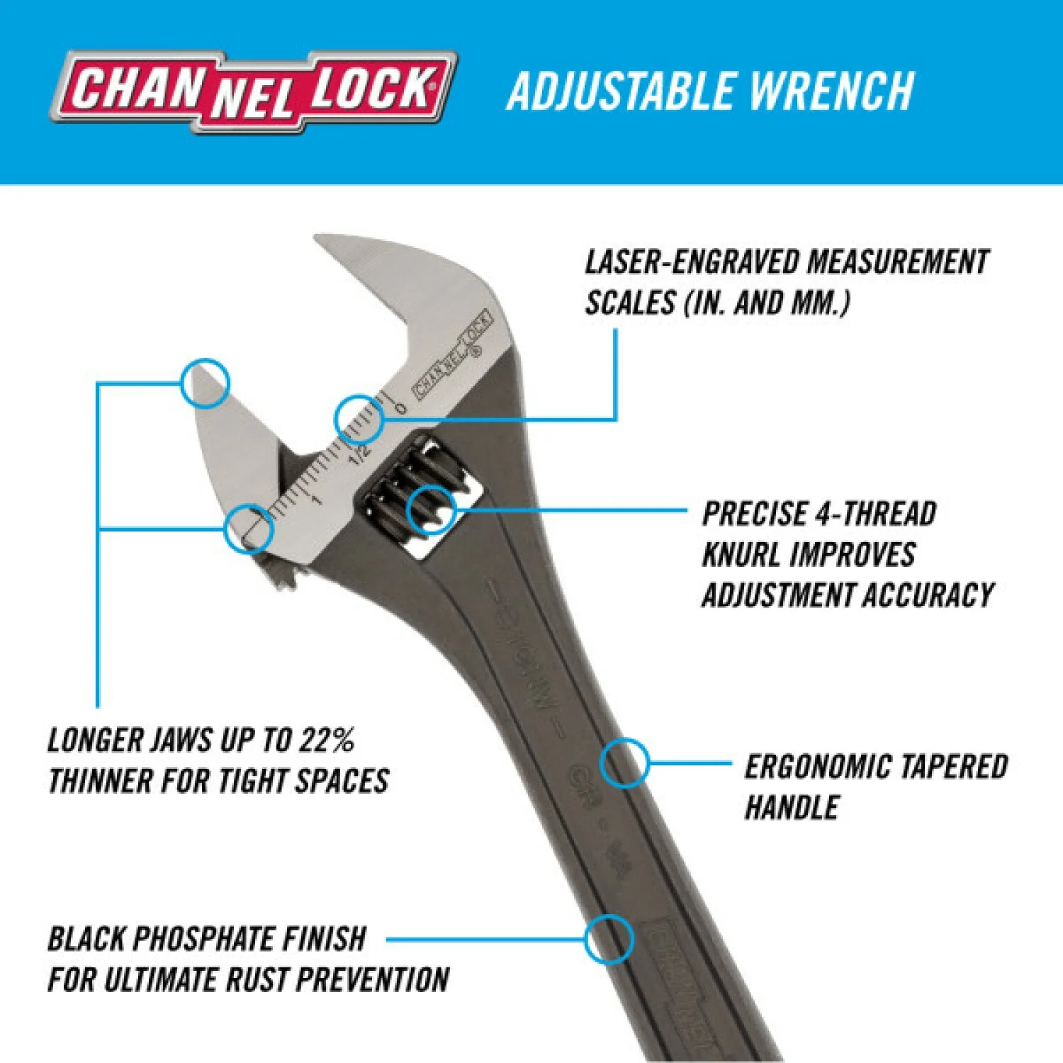 Channellock 810NW 10-inch Adjustable Wrench - Image 5