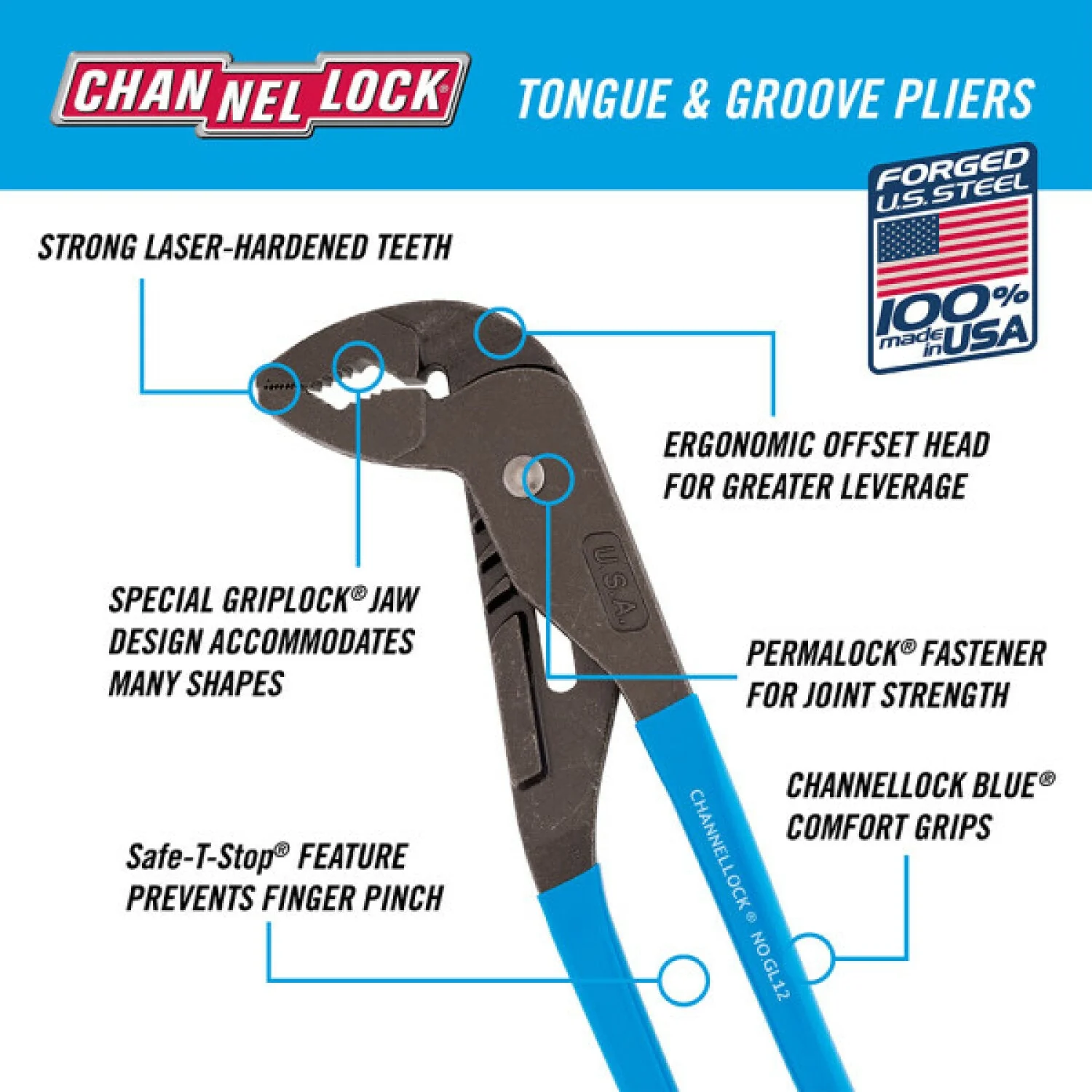 Channellock GL12 12.5-inch GRIPLOCK Tongue & Groove Pliers - Image 5