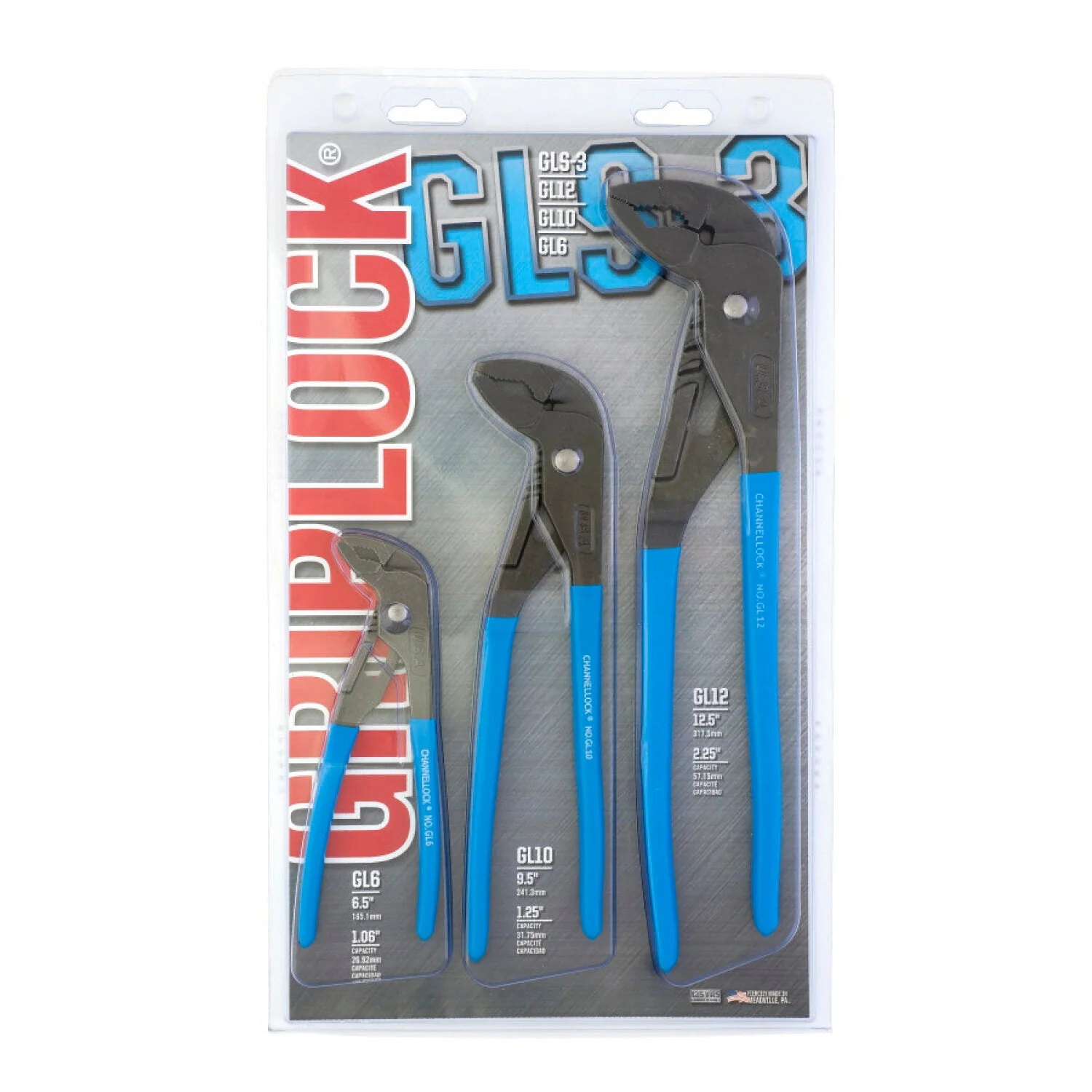 Channellock GLS-3 3Pc GRIPLOCK Tongue & Groove Pliers Set - Image 3