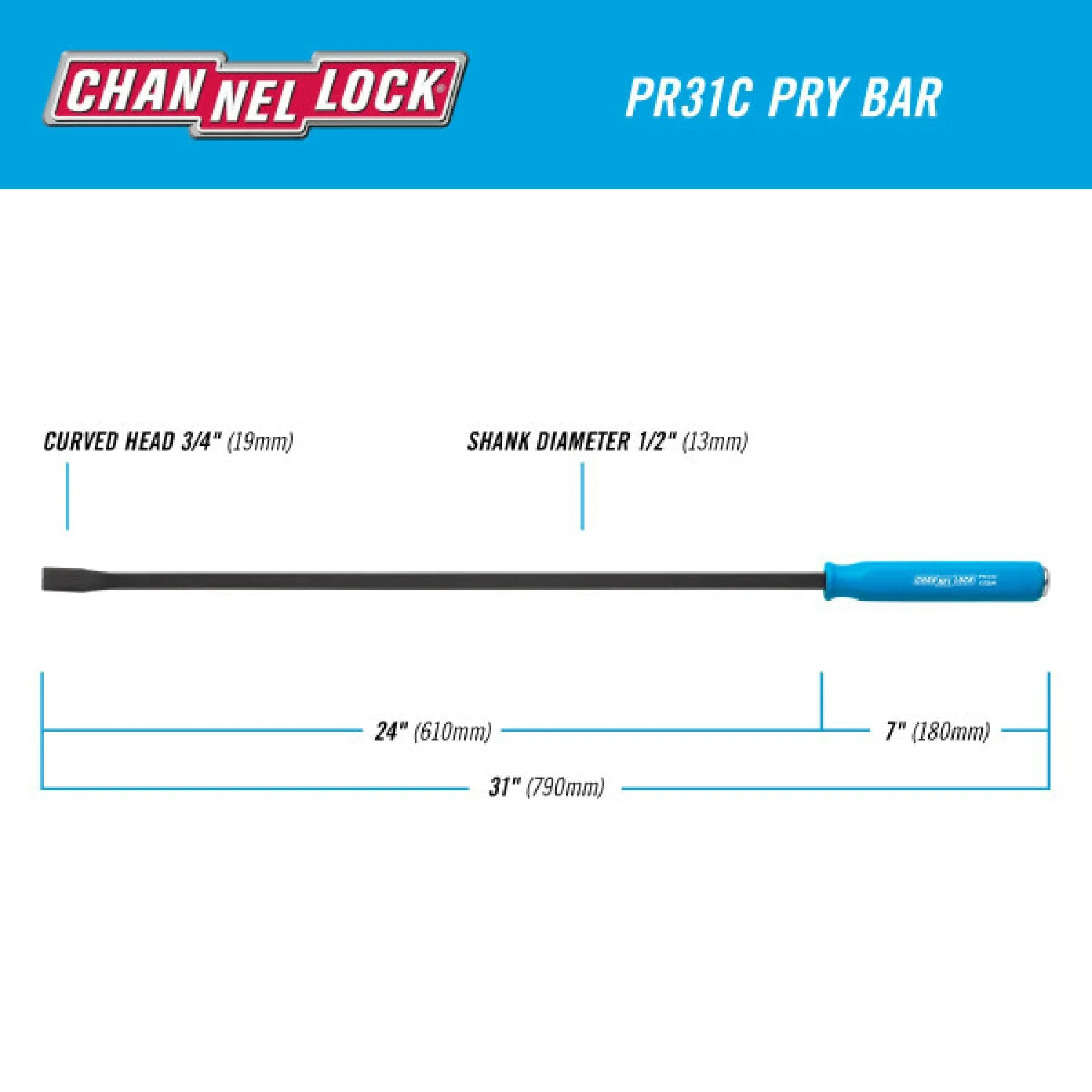Channellock PR31C 31-Inch Pry Bar, 1/2" x 24 Inch - Image 5