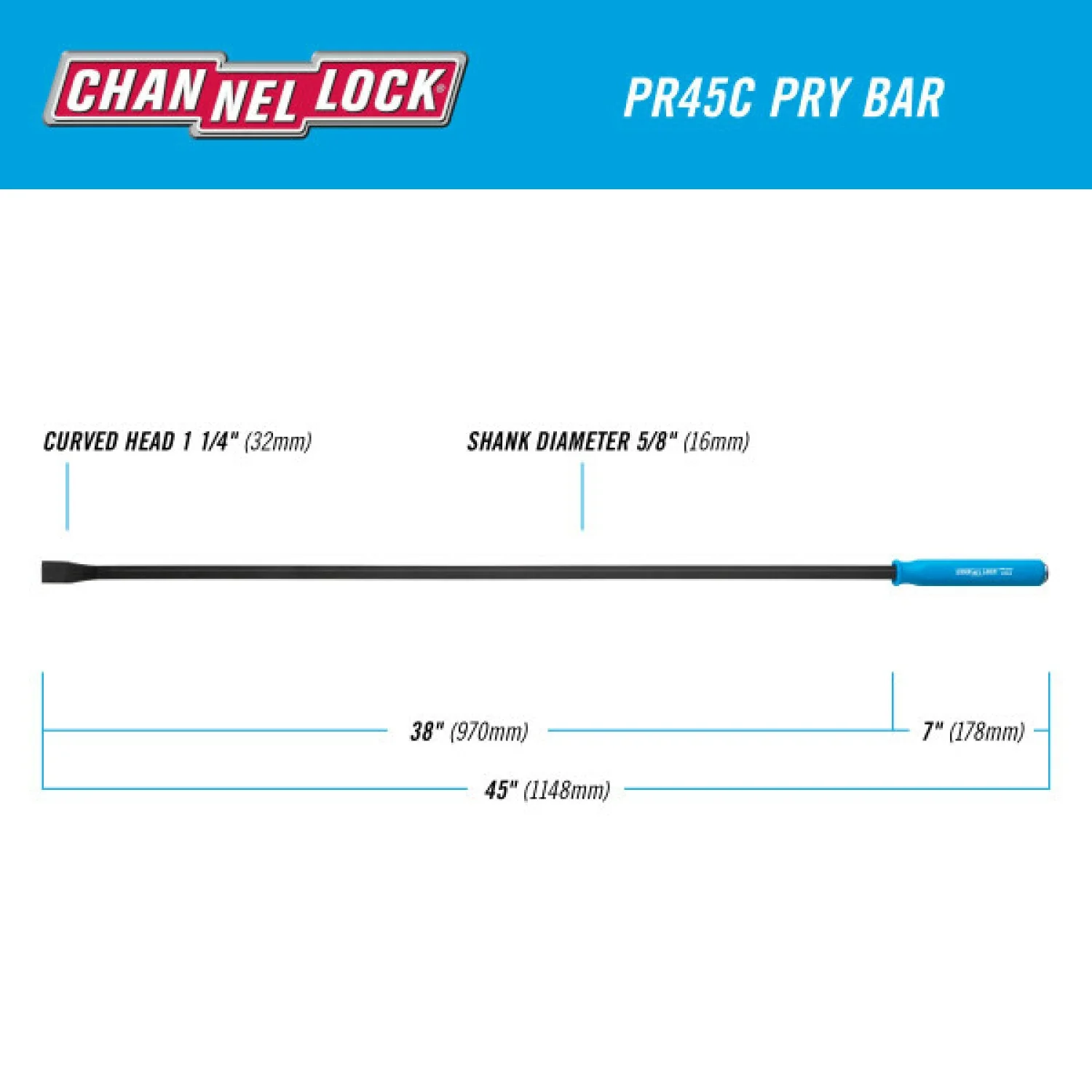 Channellock PR45C 1-1/4 x 38-inch Professional Pry Bar, 45-Inch - Image 5