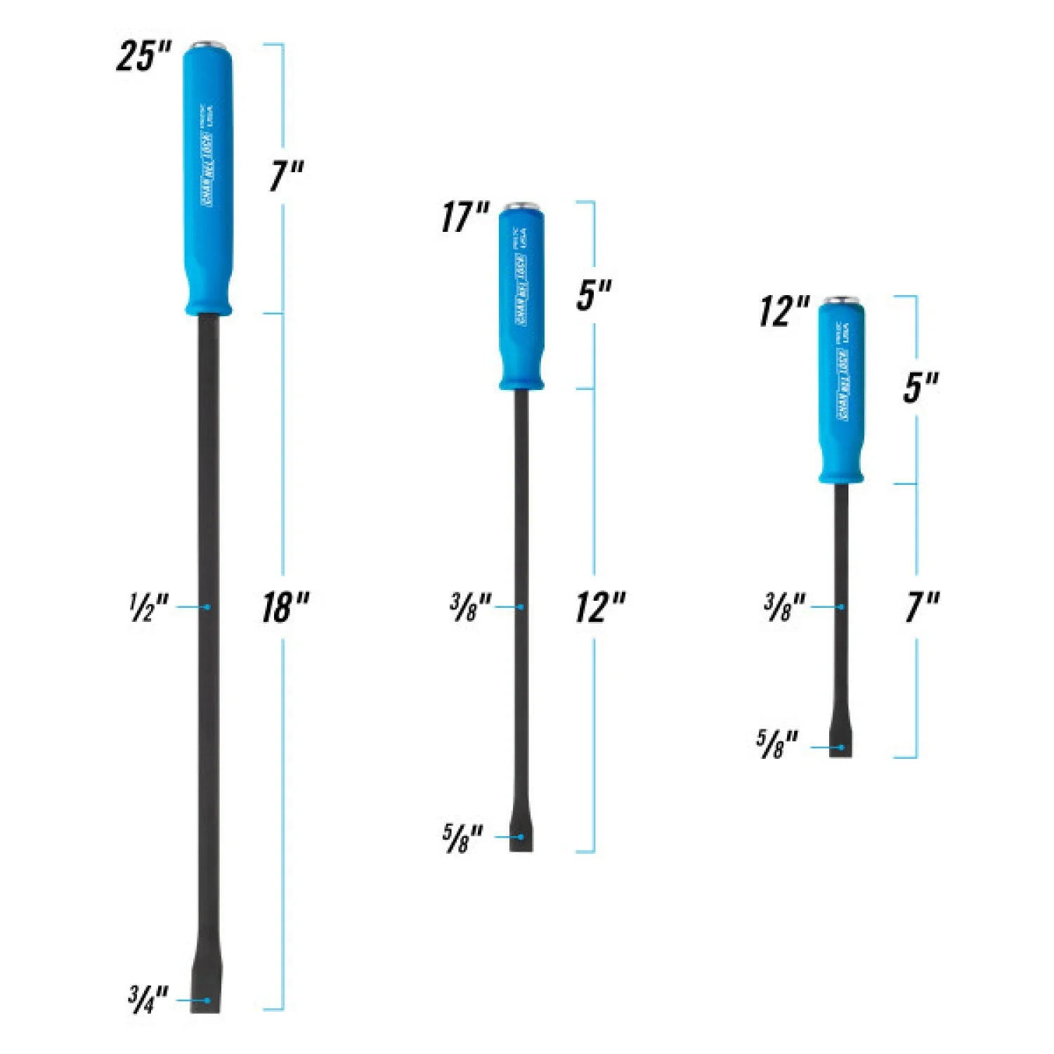 Channellock PRY-3C 3PC Professional Pry Bar Set w/ 12, 17, and 25-Inch - Image 4