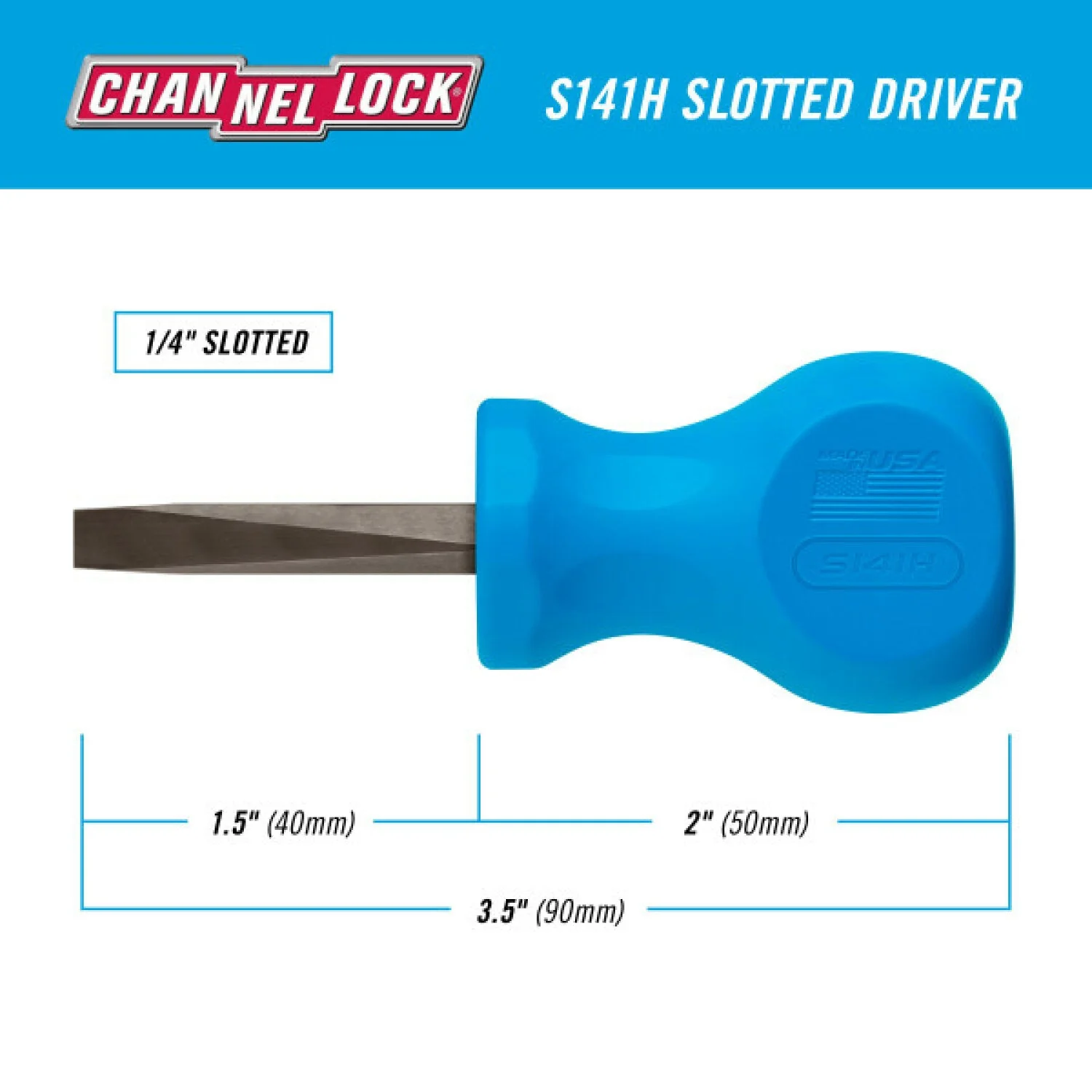 Channellock S141H Slotted 1/4 x 1.5 Stubby-Inch Professional - Image 4