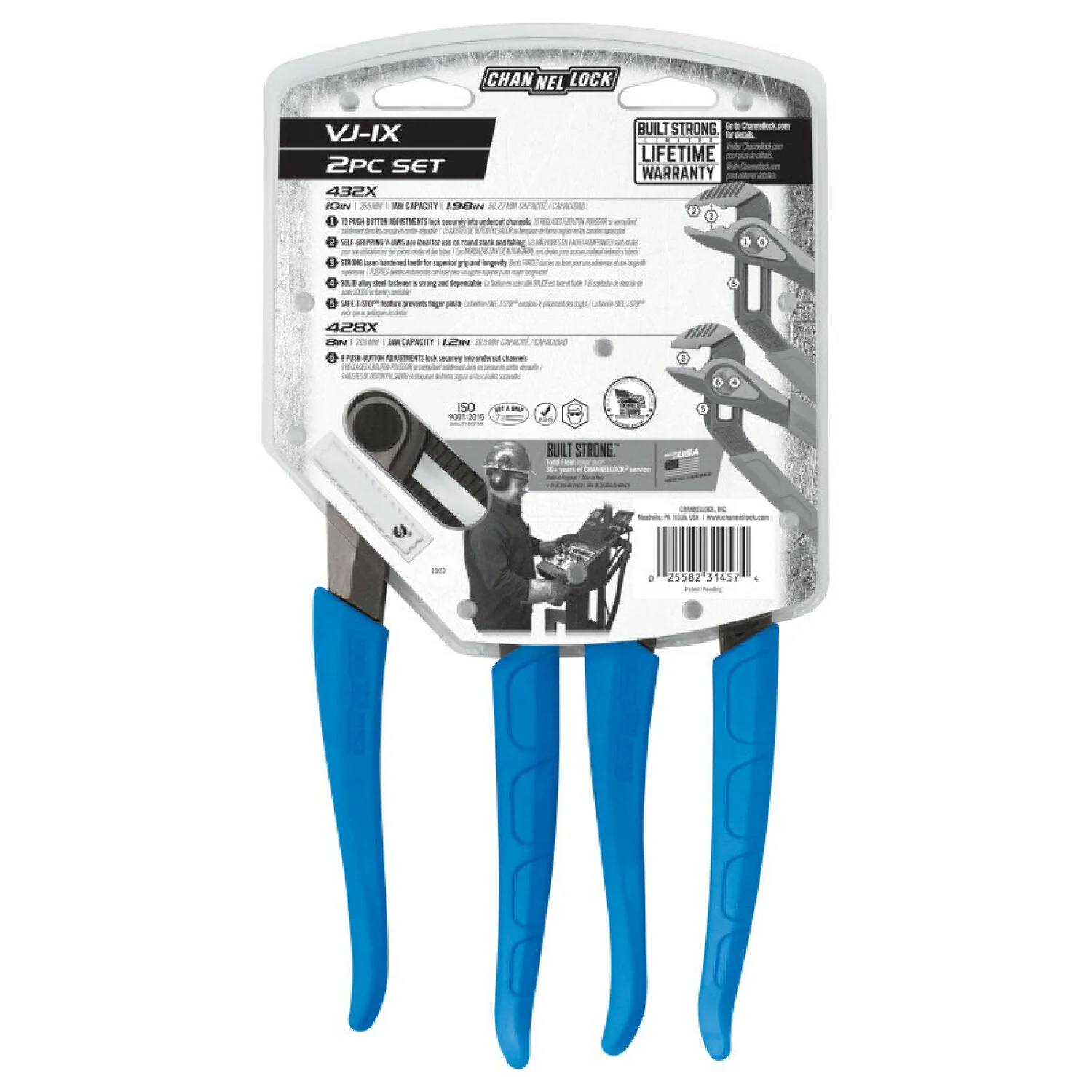 Channellock VJ-1X 2PC V-Jaw Tongue & Groove Pliers Set - Image 3