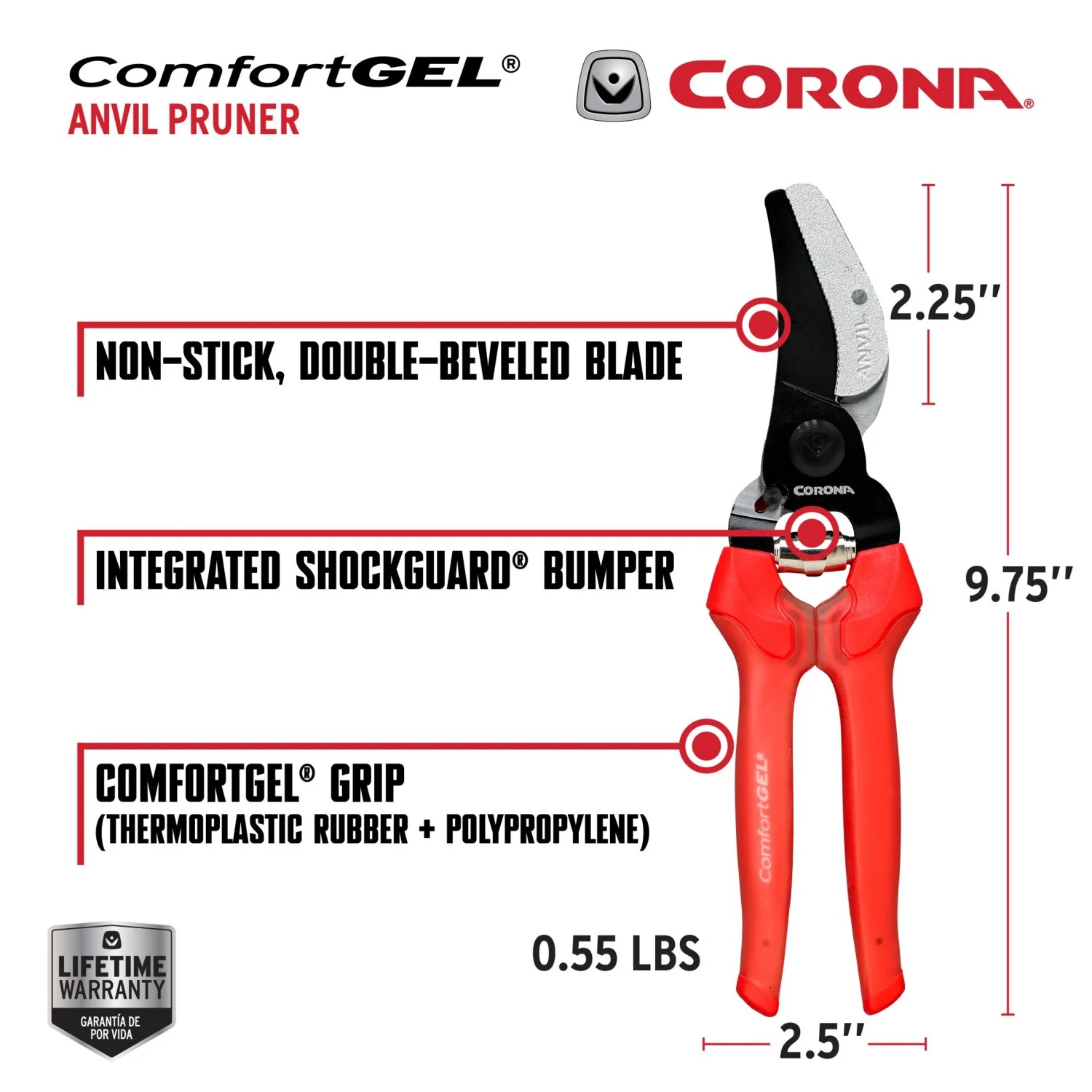 Corona AP 3334 ComfortGEL Anvil Pruner - 3/4 Inch - Image 2