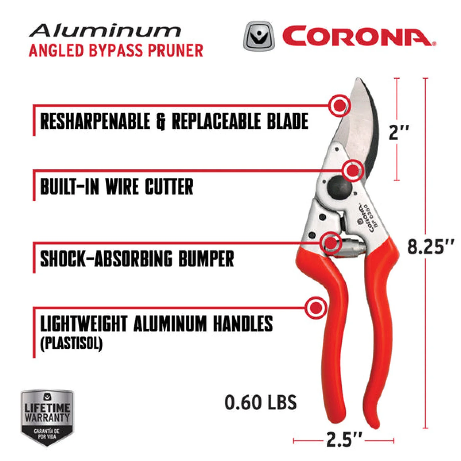 Corona BP 6360  ALUMINUM Bypass Pruner - 1 Inch, Angled, Right-Handed - Image 10