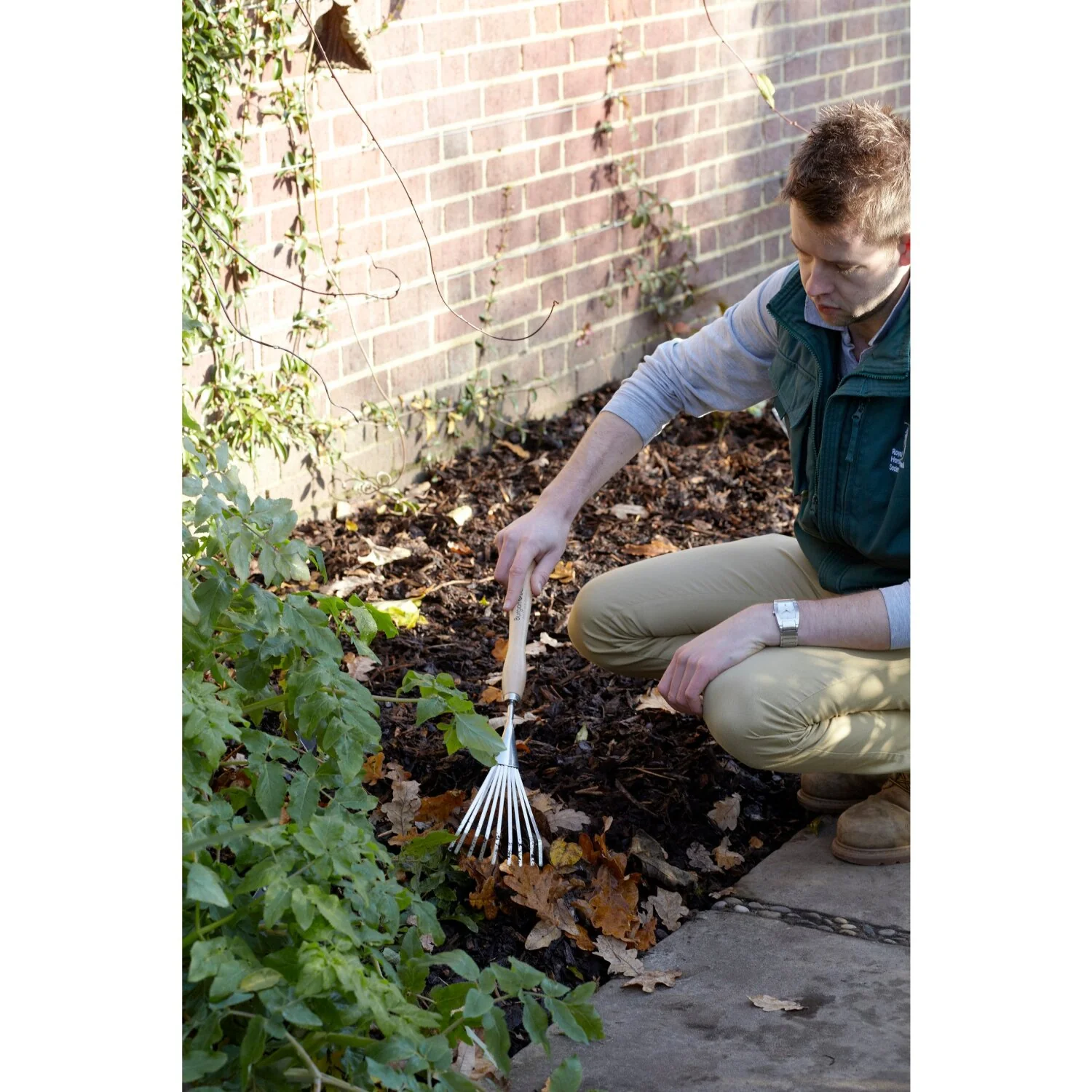 Corona GTH/SSRMHRHS Mid-Handled Stainless Steel Shrub Rake, Wood Grip, RHS Endorsed - Image 5