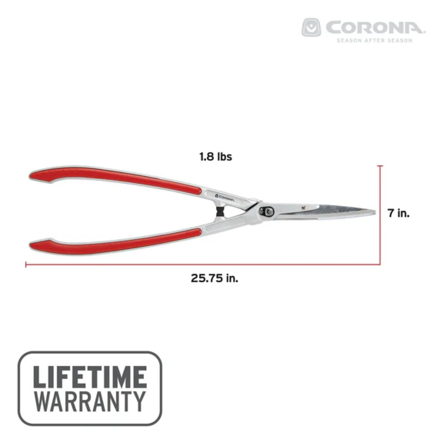 Corona HS15340CC PrecisionCUT Aluminum Hedge Shears 7-1/4 in. blades, 12-3/4 in. handles - Image 8
