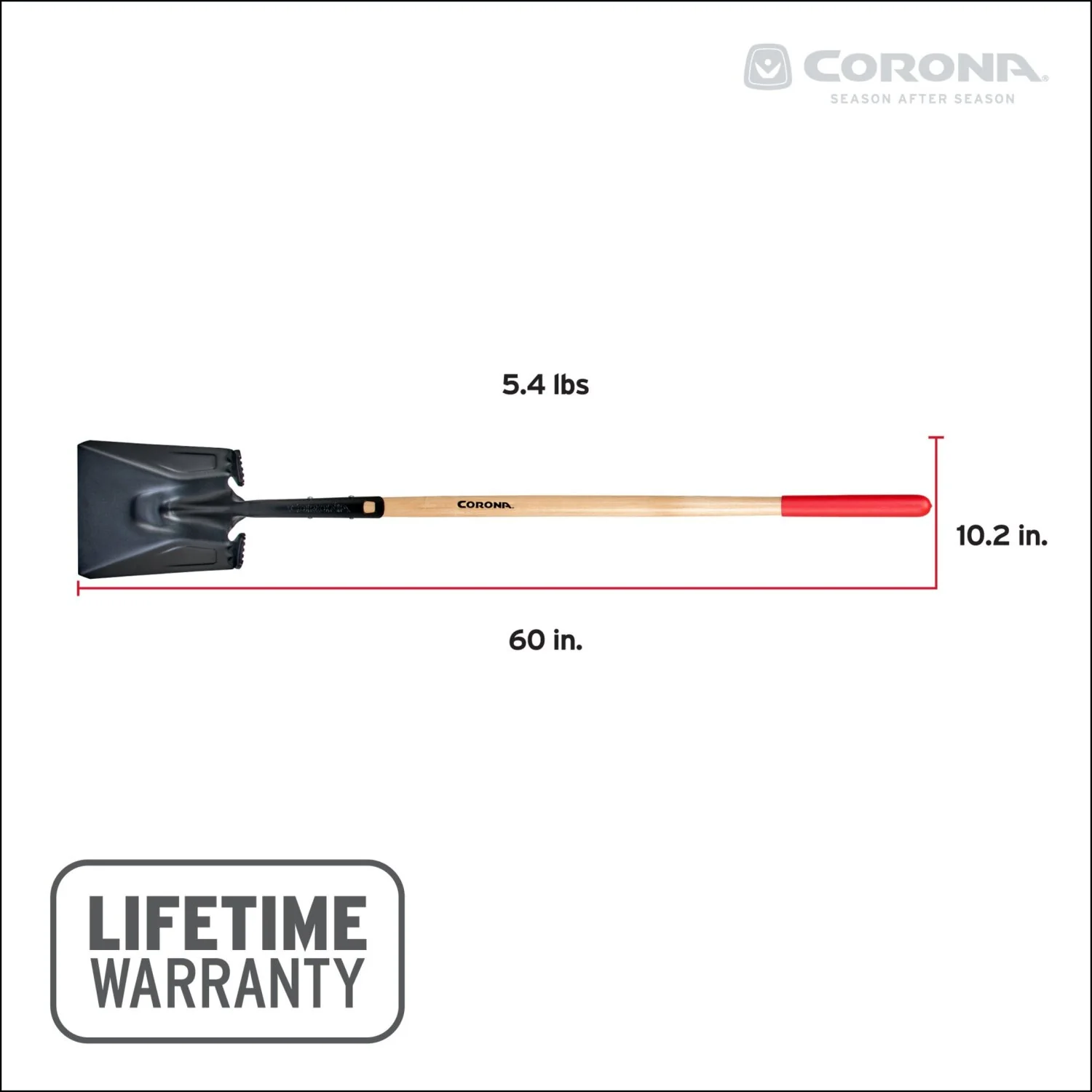 Corona SS16000 Boron Steel 14-Gauge Square Point Shovel, Hardwood Handle - Image 8