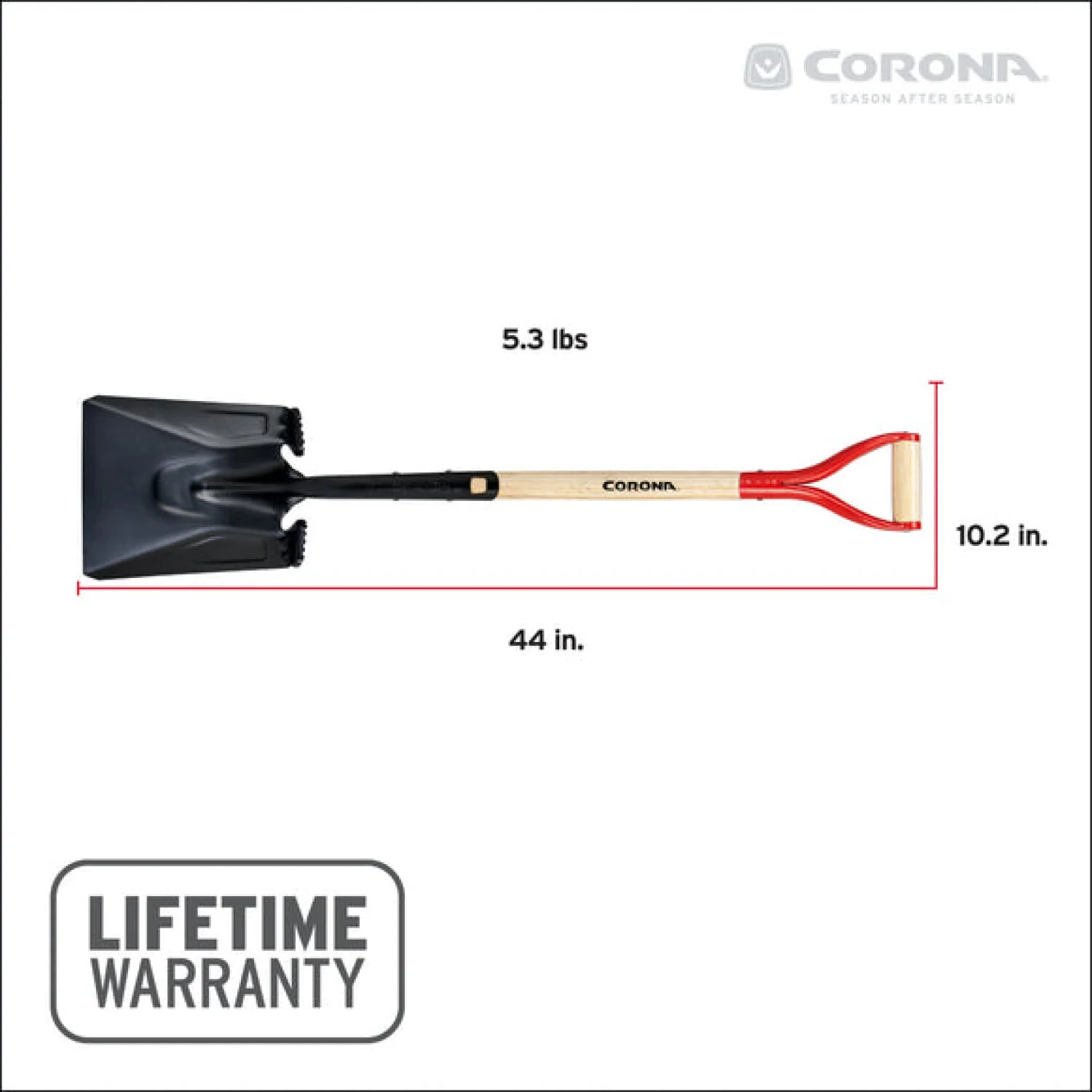 Corona SS16001 Square Point Hardwood D Grip Shovel, 14 Gauge - Image 2