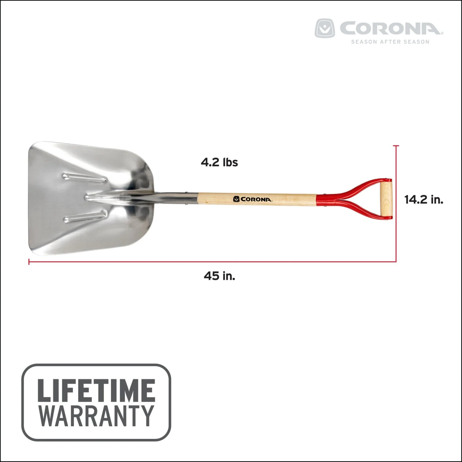 Corona SS16701 #10 Aluminum Western Scoop Hardwood Handle, D Grip Shovel - Image 2