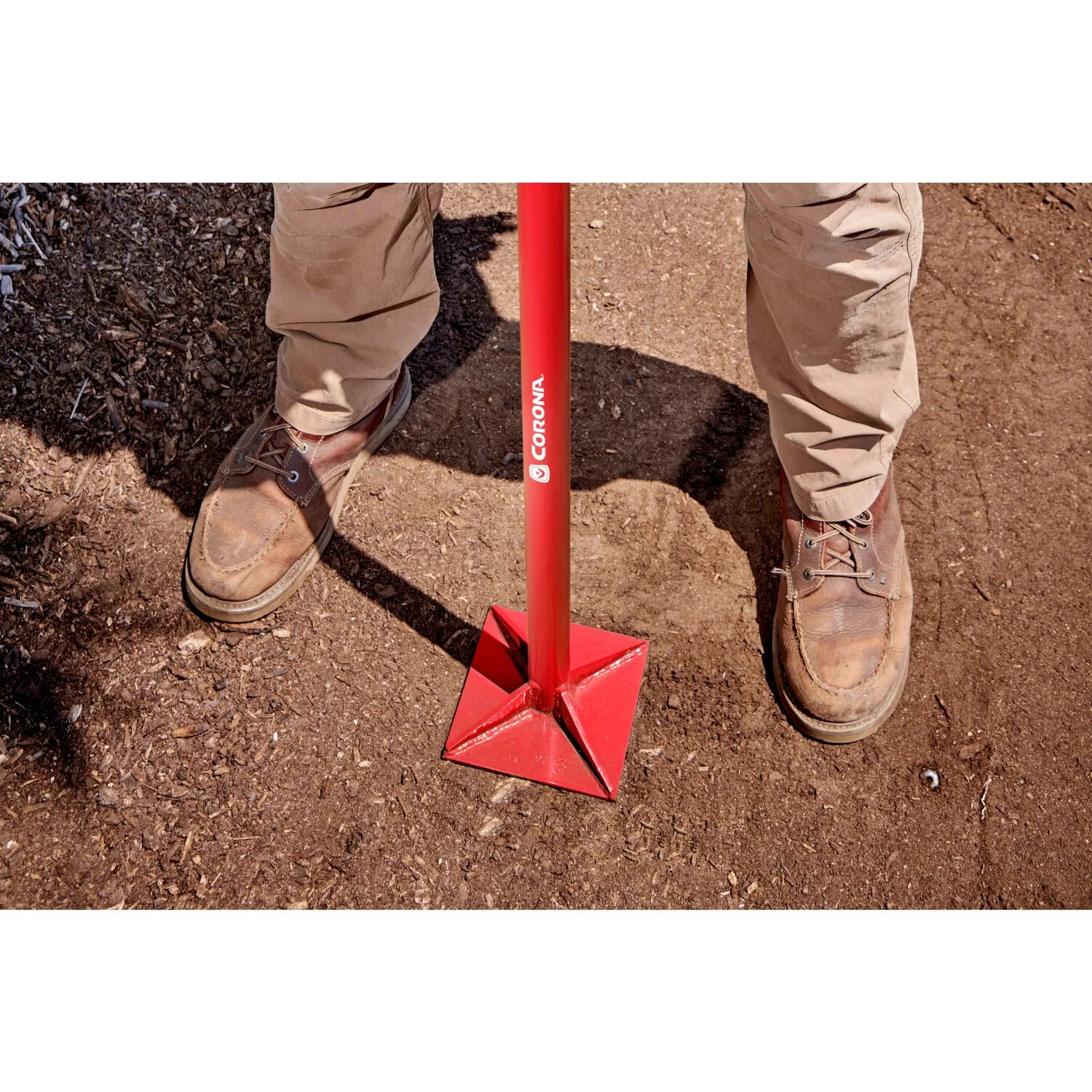 Corona UT 60057 All-Steel Dirt Tamp, 8 in. x 8 in., 58 in. Steel Handle - Image 3