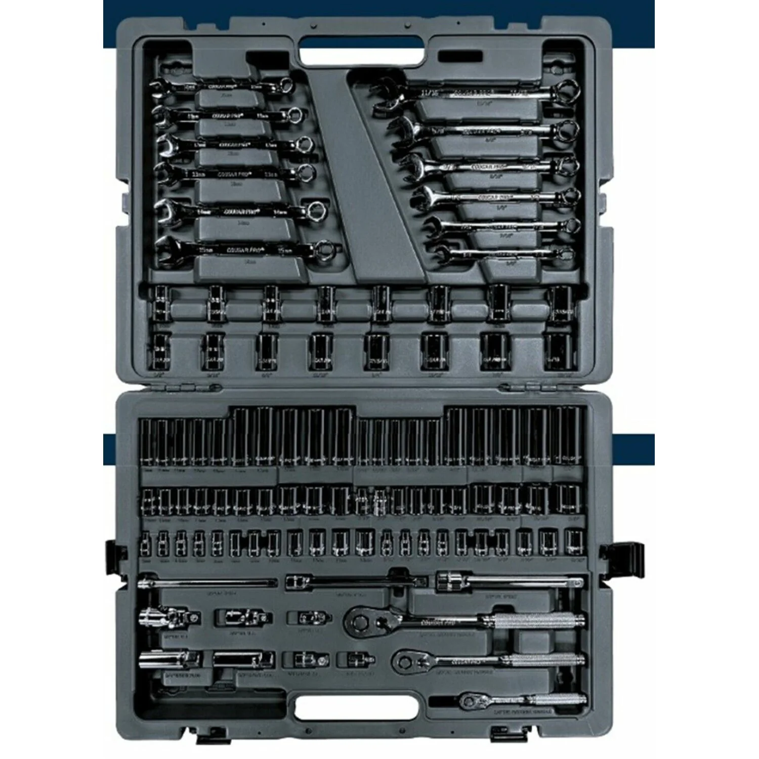 Cougar Pro A234 Socket and Wrench Set, SAE and Metric, 103 Pieces