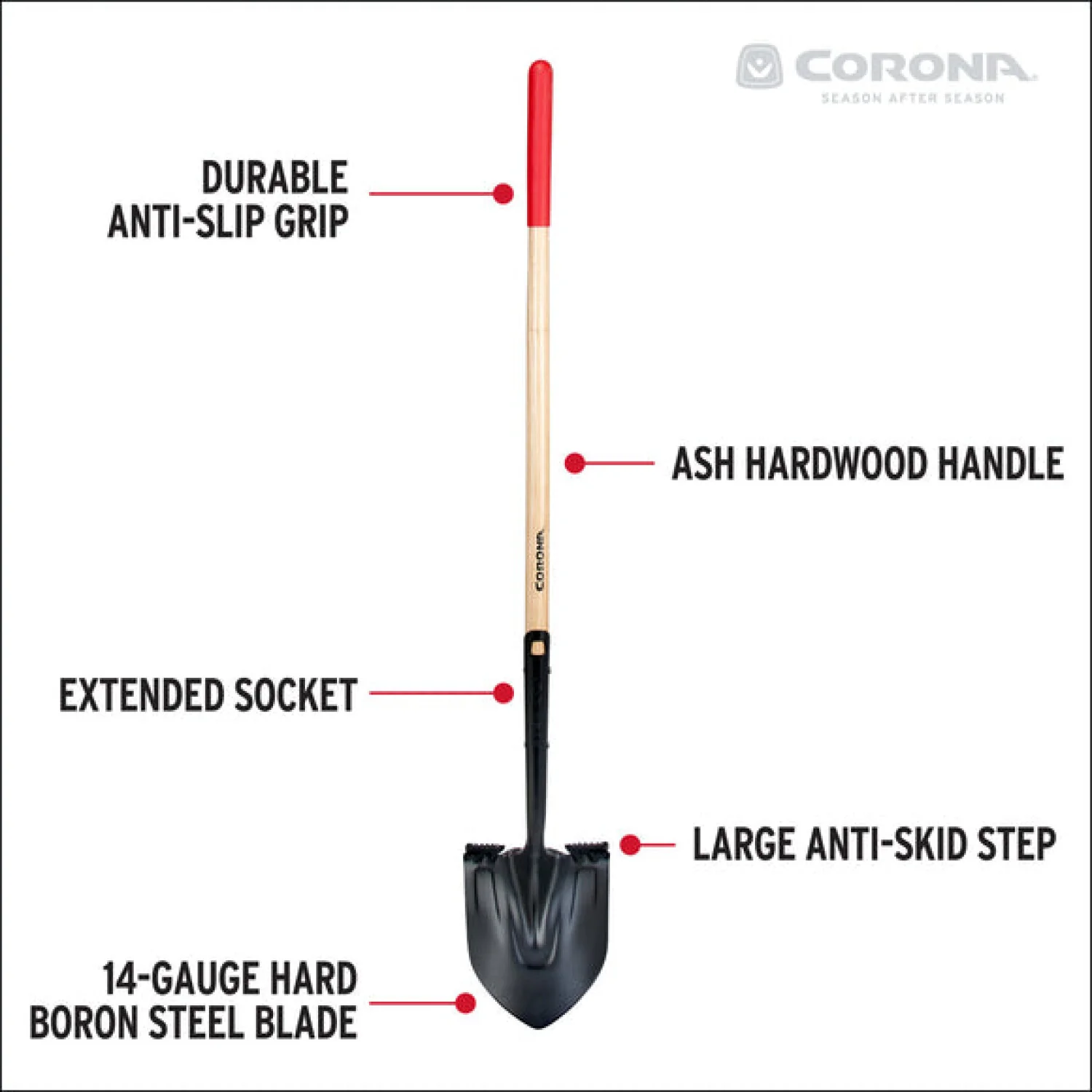 Corona-SS16100 · Round Point Hardwood Shovel, 14 Gauge - Image 11
