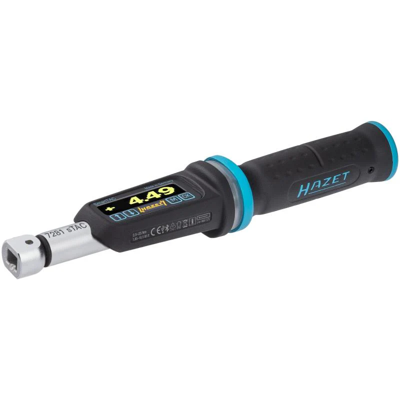 Hazet 7281-2STACCAL Electronic Torque Wrench with Built-In Angle Gauge, 2.5-25 Nm, 9x12mm Insert Square, 6.3mm (1/4") Square