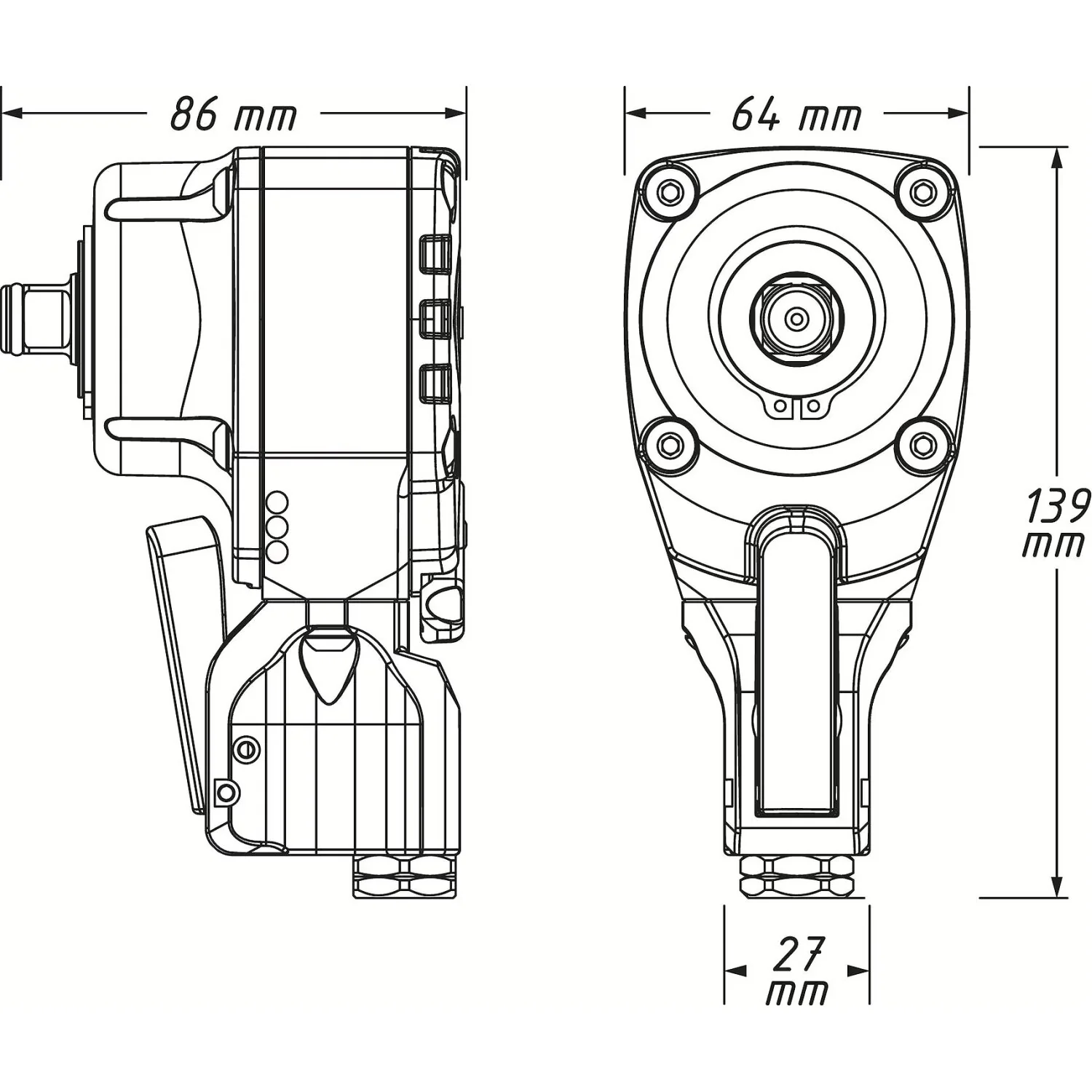 Hazet 9012PTT 1/2 inch (12.5 mm) Square ∙ Solid Twin Turbo Palm Impact wrench ∙ 550 Nm - Image 2