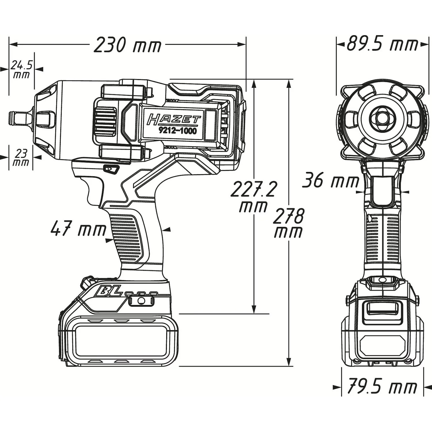 Hazet 9212-1000LB/4 1/2 inch (12.5 mm) Square ∙ Solid Cordless impact wrench ∙ 1400 Nm - Image 6