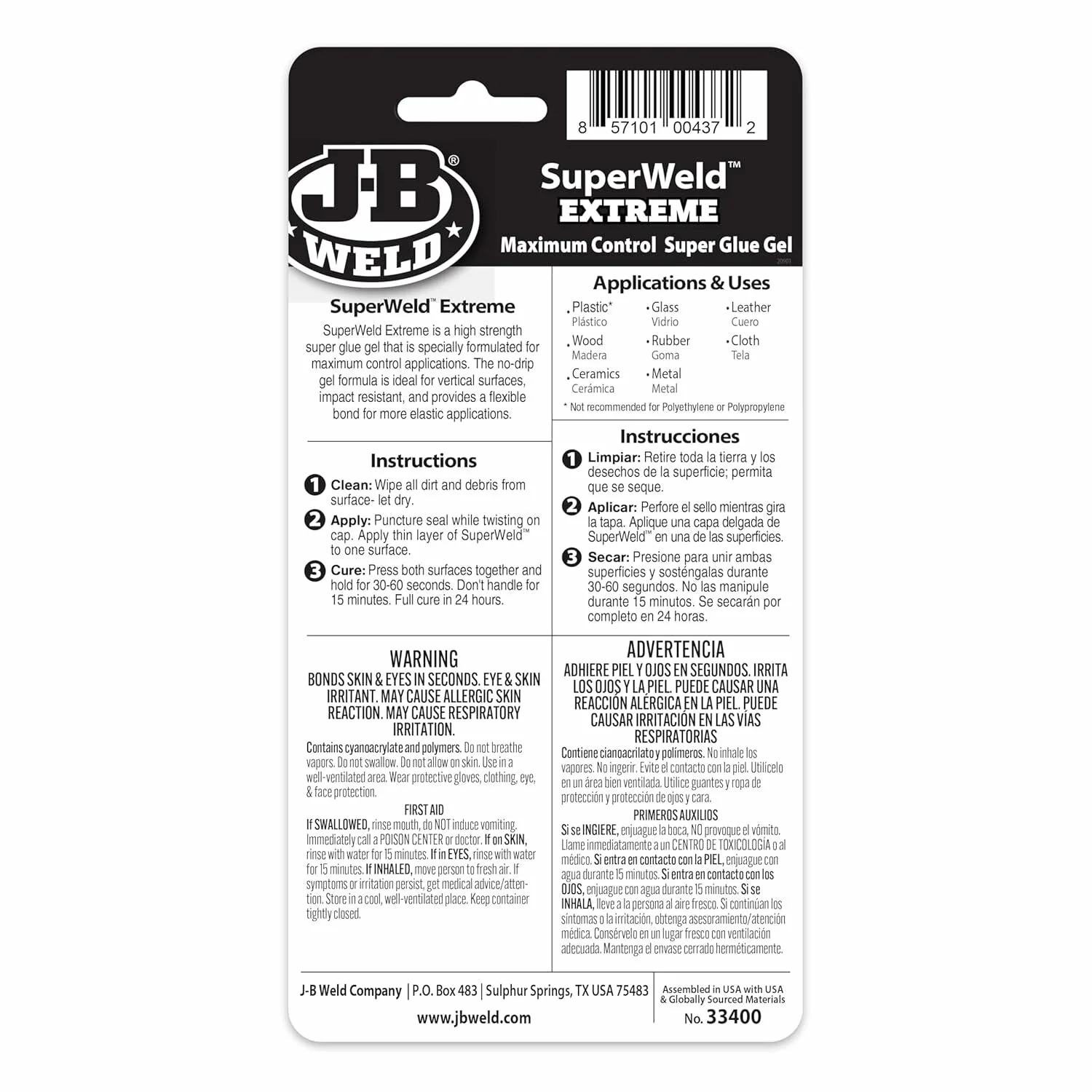 J-B Weld 33400 SuperWeld Extreme Instant Adhesive, 0.53 oz. - Image 3