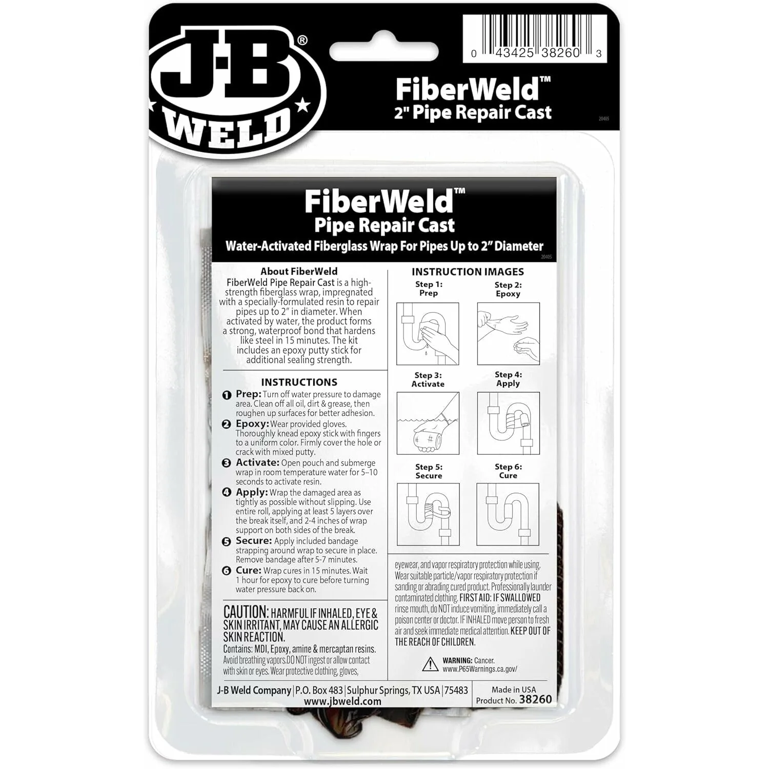 J-B Weld 38260 FiberWeld Pipe Repair Cast, 2" - Image 3