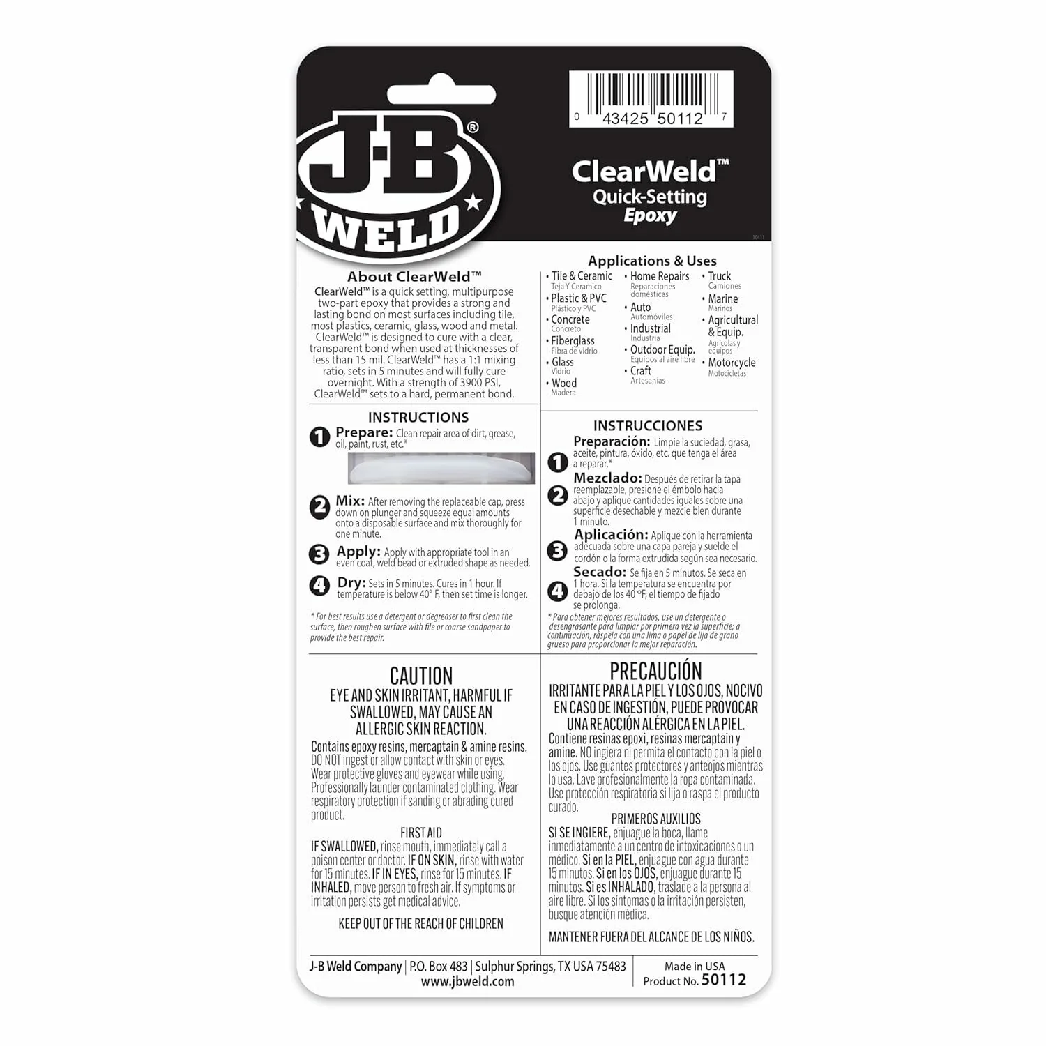 J-B Weld 50112 ClearWeld Epoxy Syringe, 25 mL - Image 3