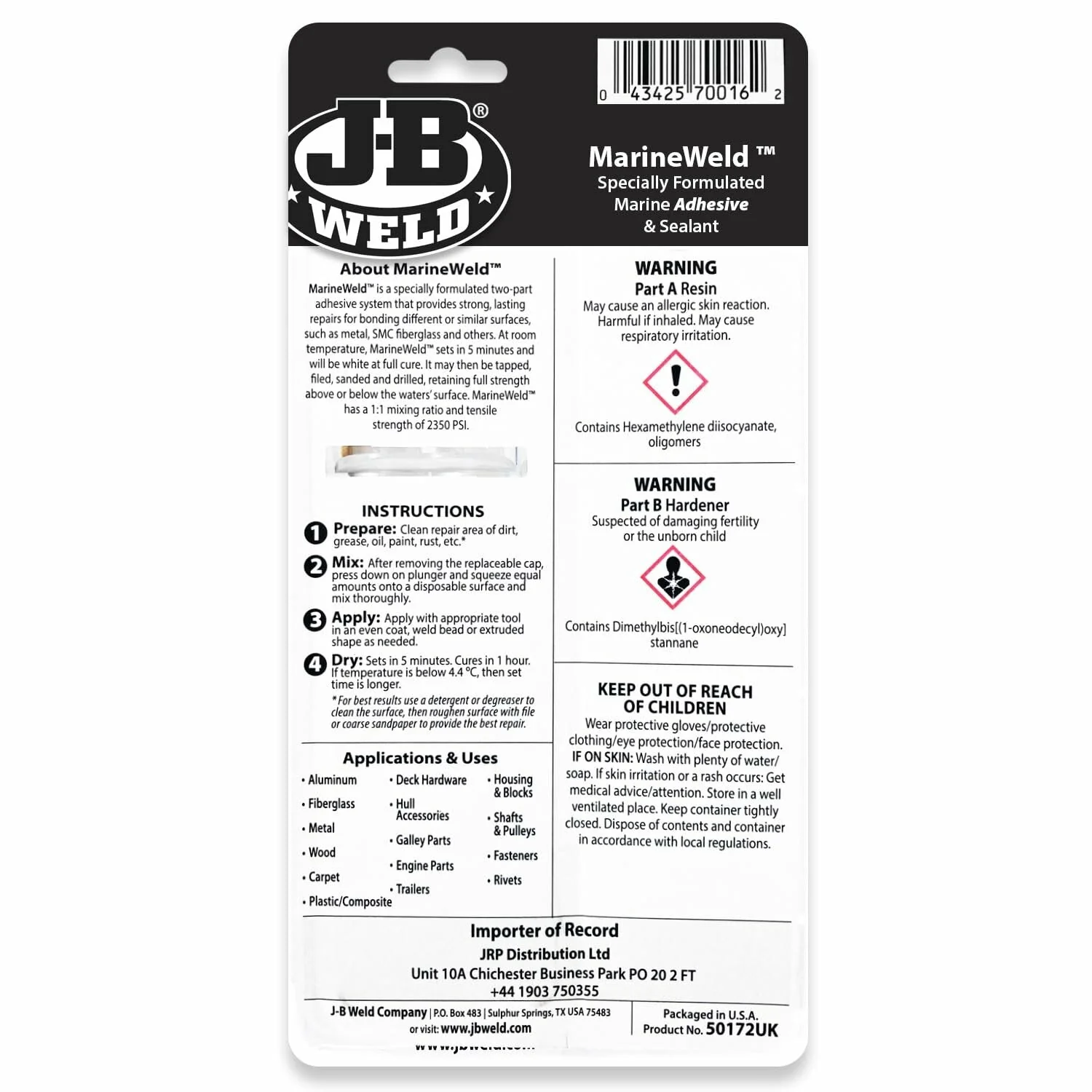 J-B Weld 50172 MarineWeld Epoxy Syringe, 25 mL - Image 3
