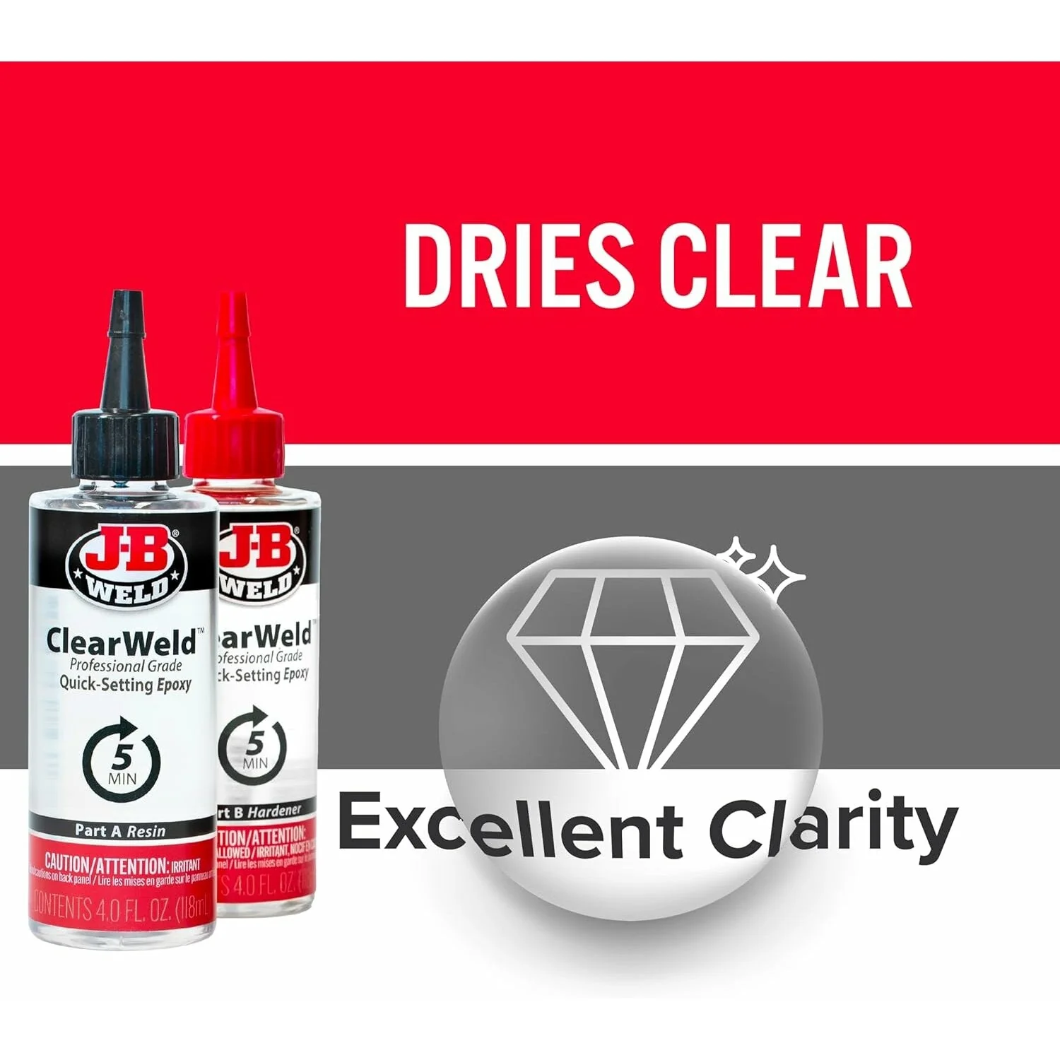 J-B Weld 50240H ClearWeld Professional Size Epoxy & Hardener, 8 oz. - Image 7