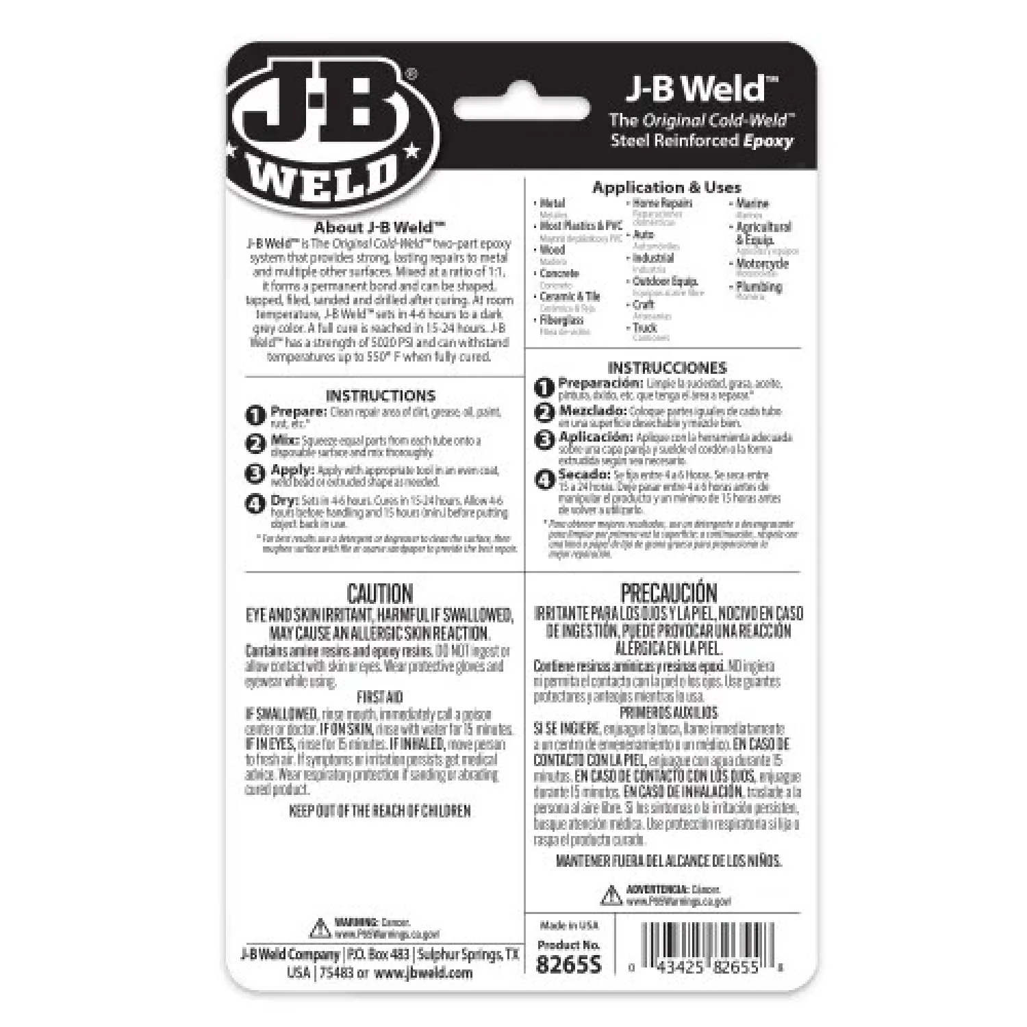 J-B Weld 8265S Twin Tube Cold Weld Steel Reinforced Epoxy & Hardener, 2 oz. - Image 3