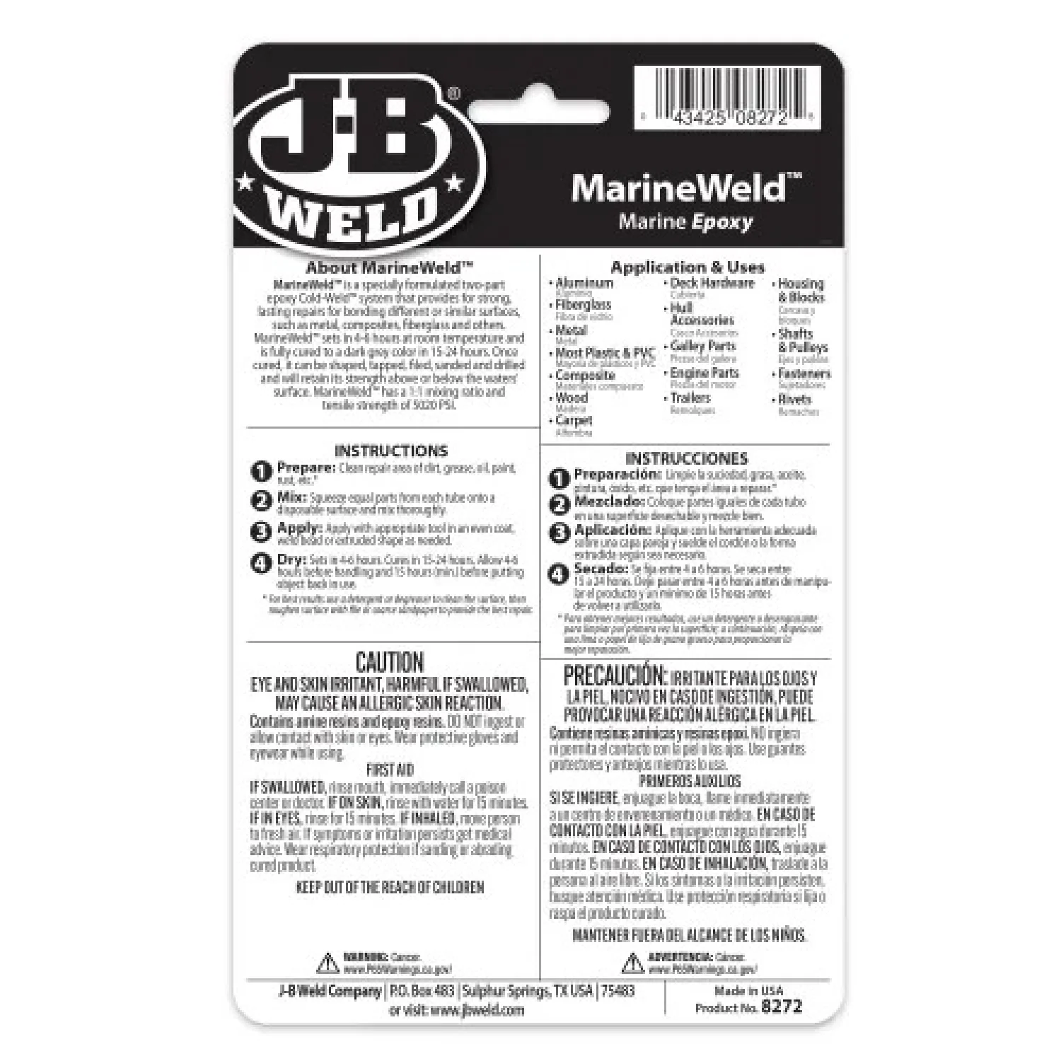 J-B Weld 8272 MarineWeld Twin Tube Marine Epoxy, 2 oz. - Image 3