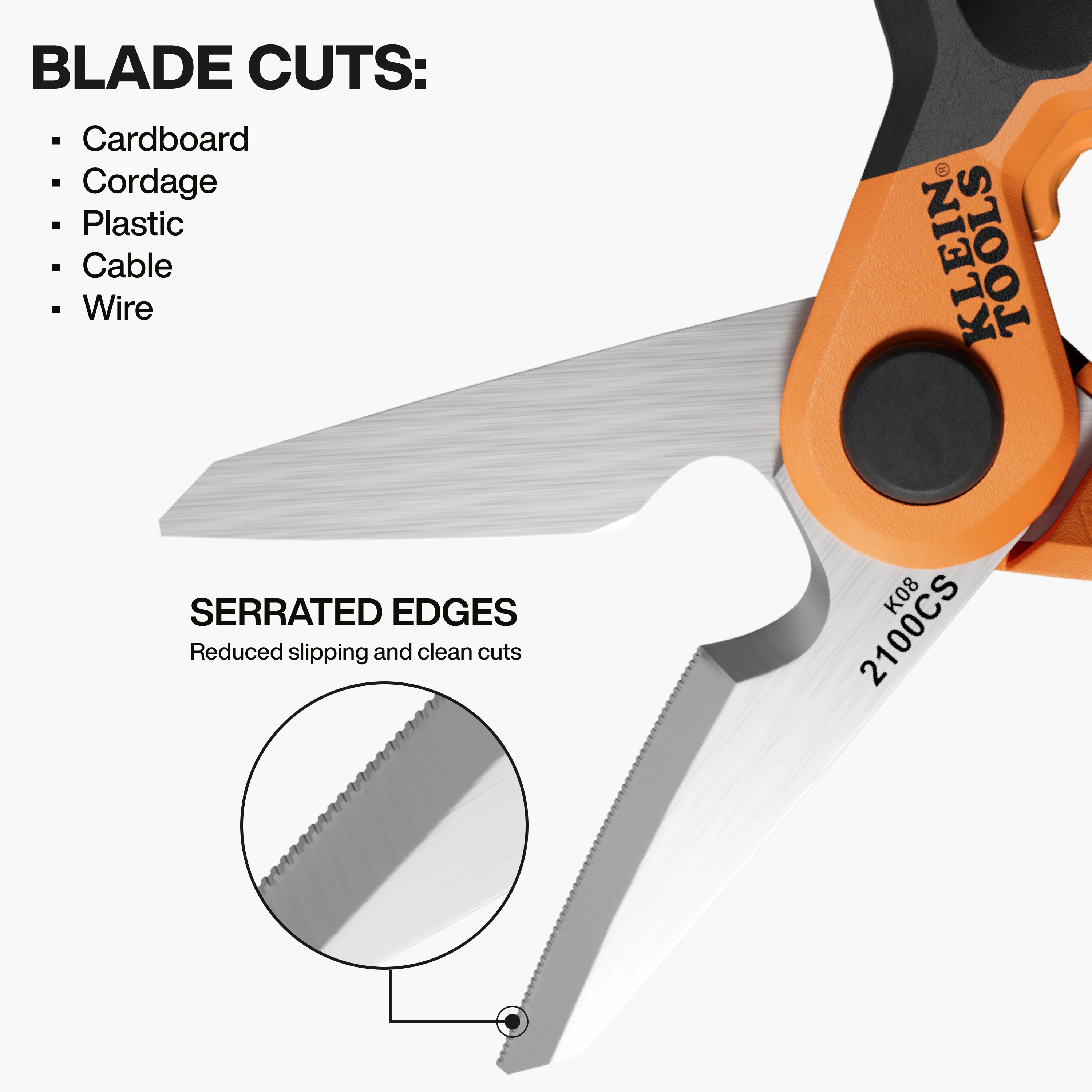 Klein Tools 2100CS Long Reach Cable Stripping Electrician Scissors, 7" - Image 3