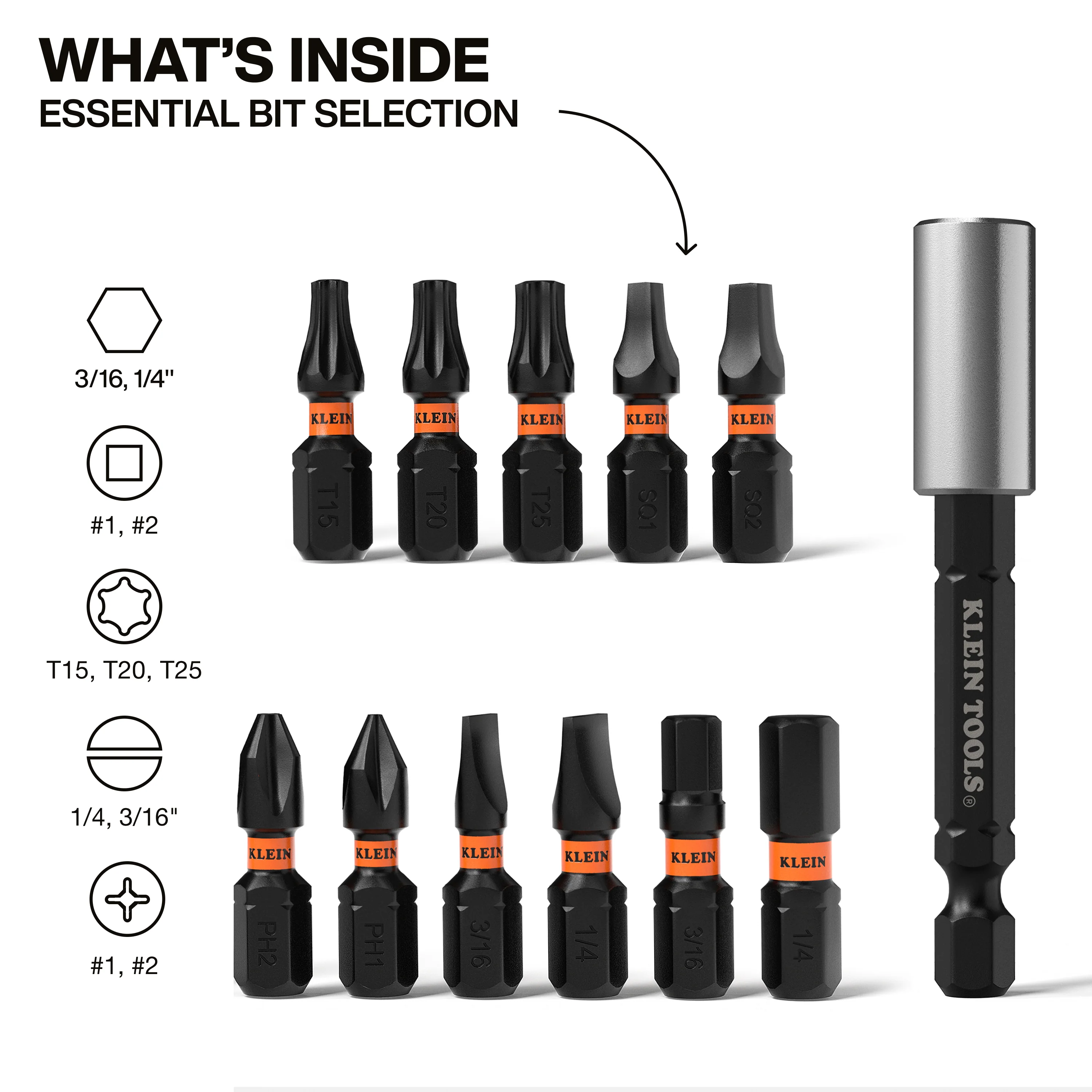 Klein Tools 33801S Slim ProFlex Impact Bit Set, 12 Pc. - Image 2