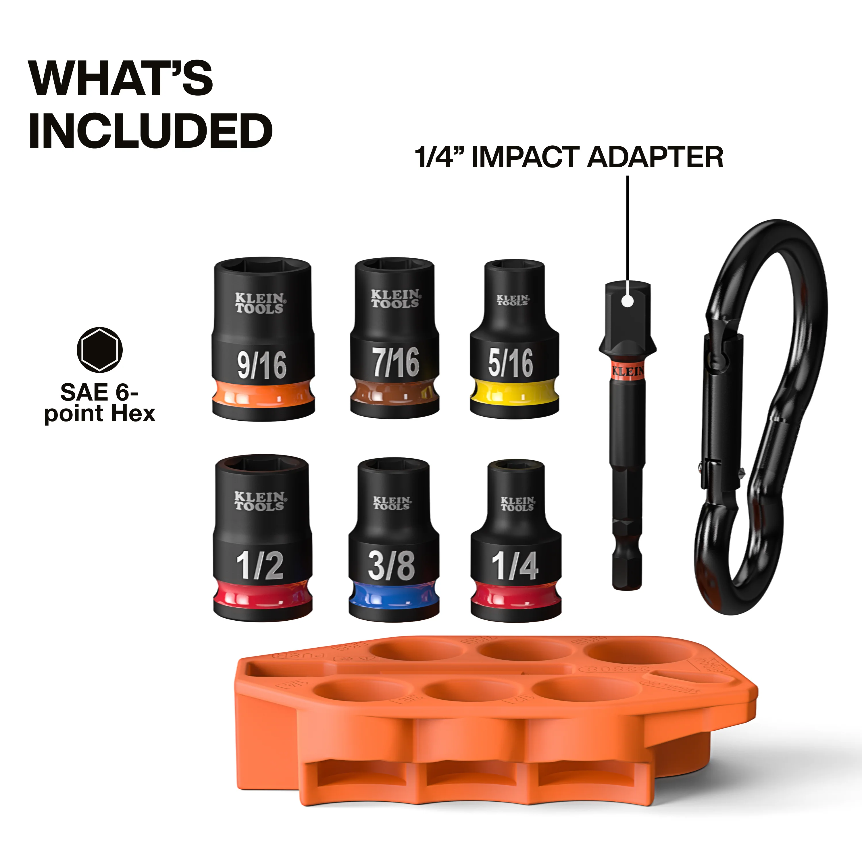 Klein Tools 33808 Grab-And-Go Impact Socket Set, SAE, 7 Pc. - Image 2