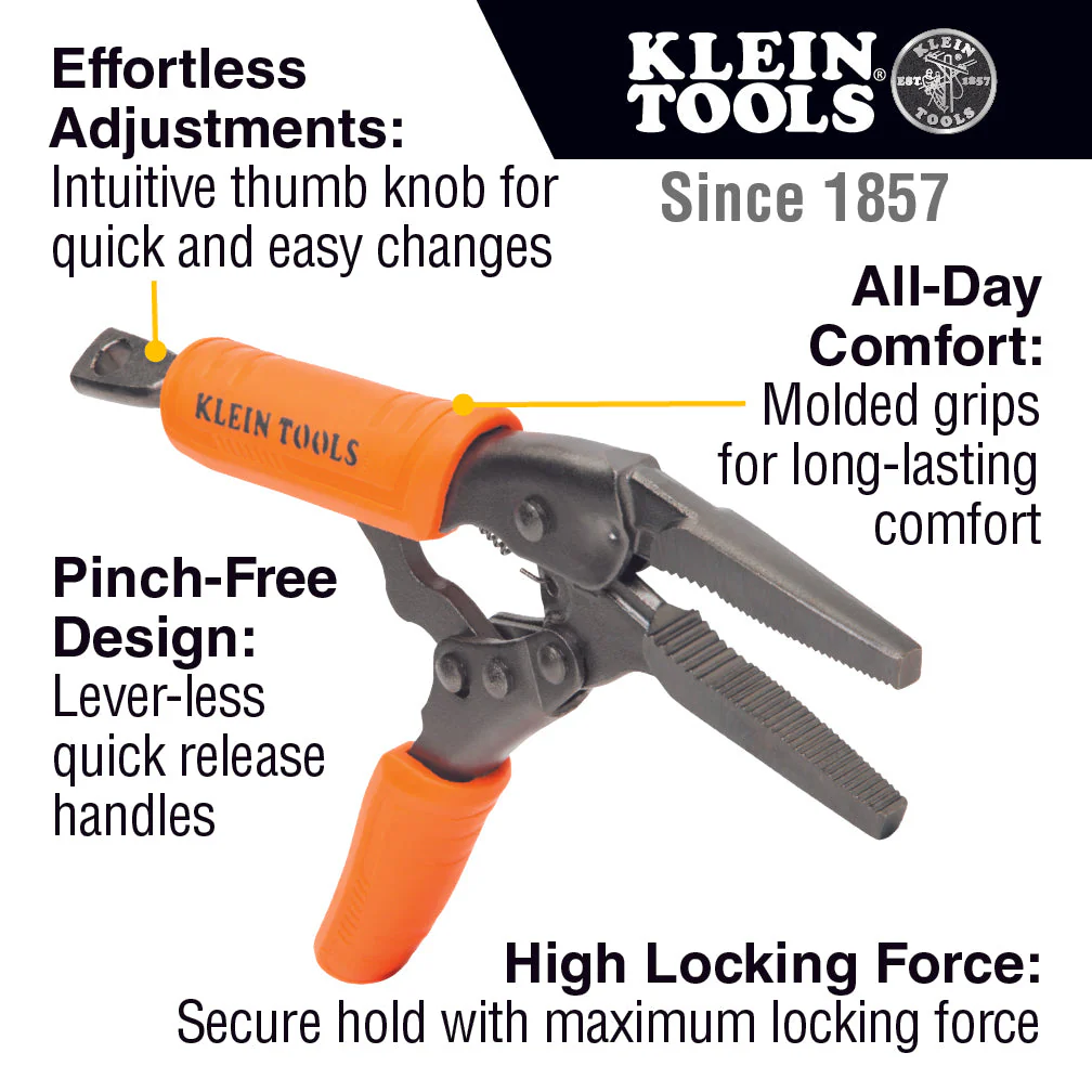 Klein Tools 38665 Locking Pliers, Long Nose 6", Curved Jaw 7" & 10", 3 Pc. - Image 6