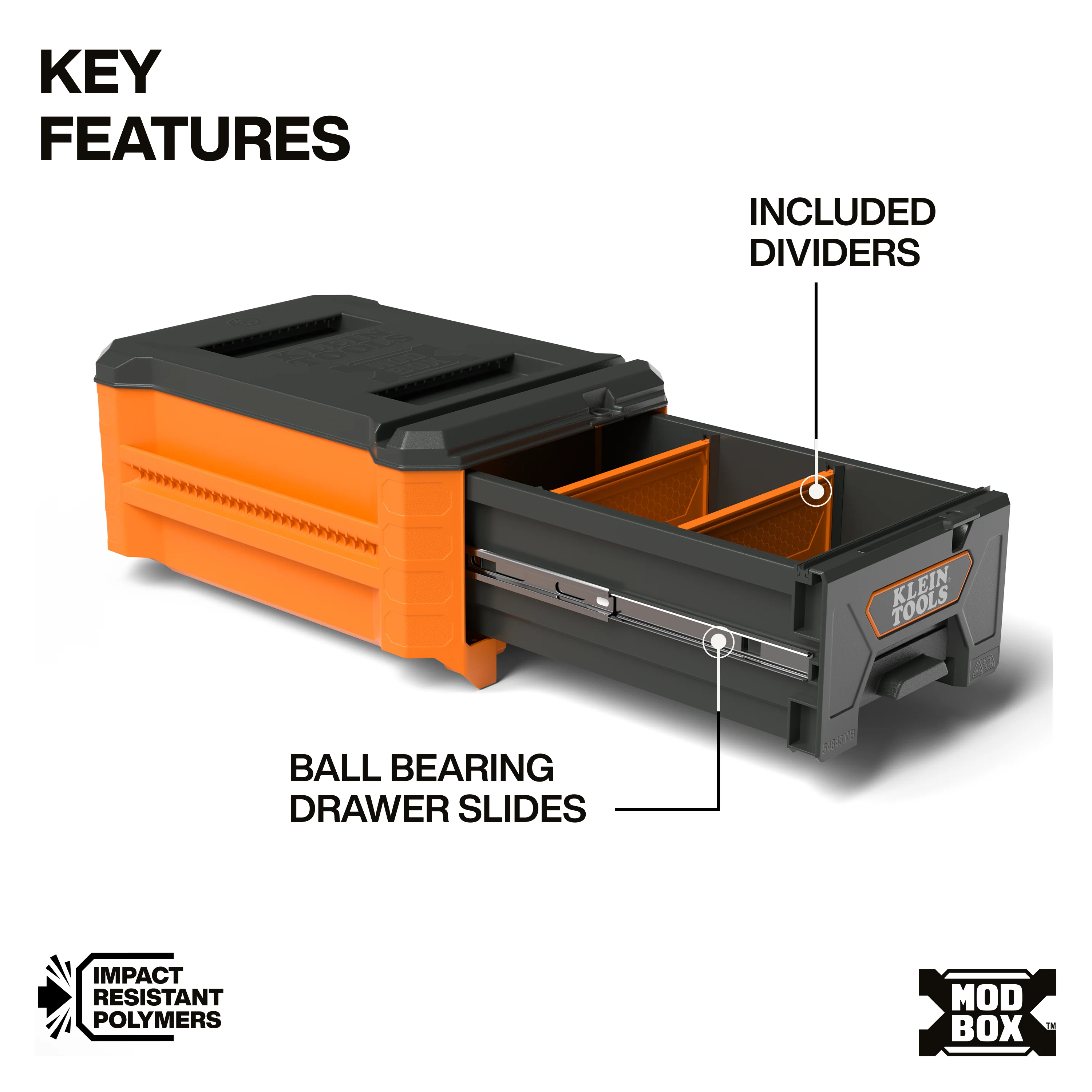 Klein Tools 54843MB MODbox Compact Single Drawer, Half Width - Image 2