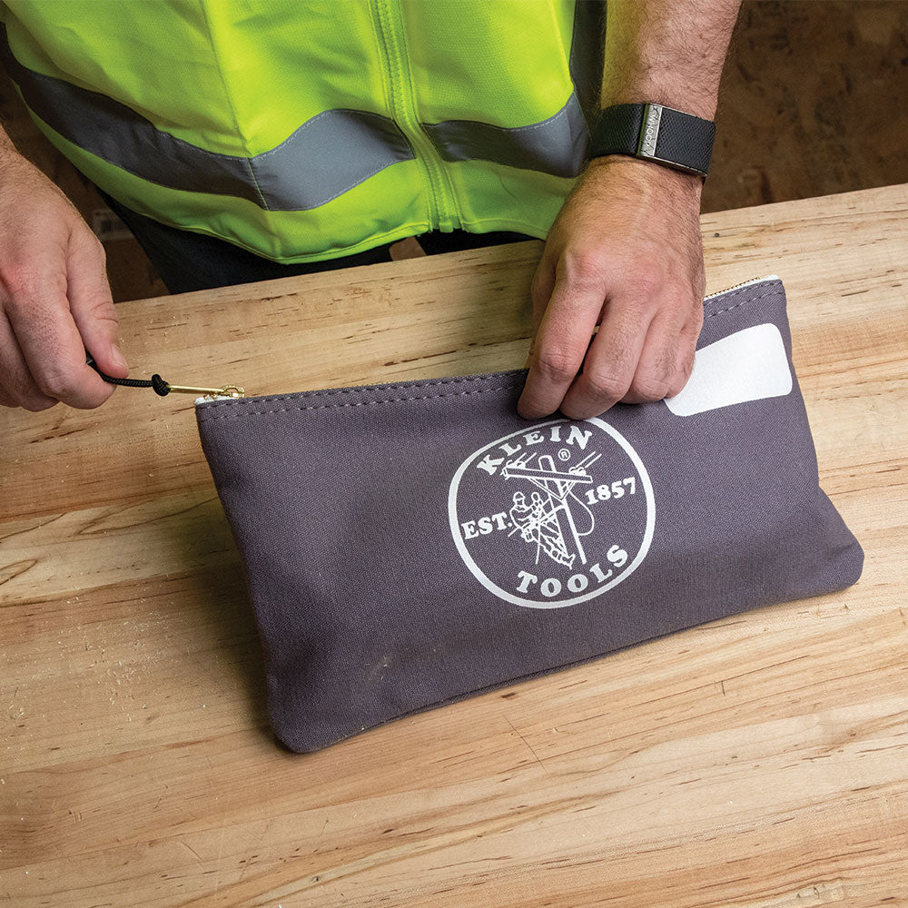 Klein Tools 55578 Zipper Bag with Divider, Canvas Tool Pouch, 7-Inch, Gray - Image 10