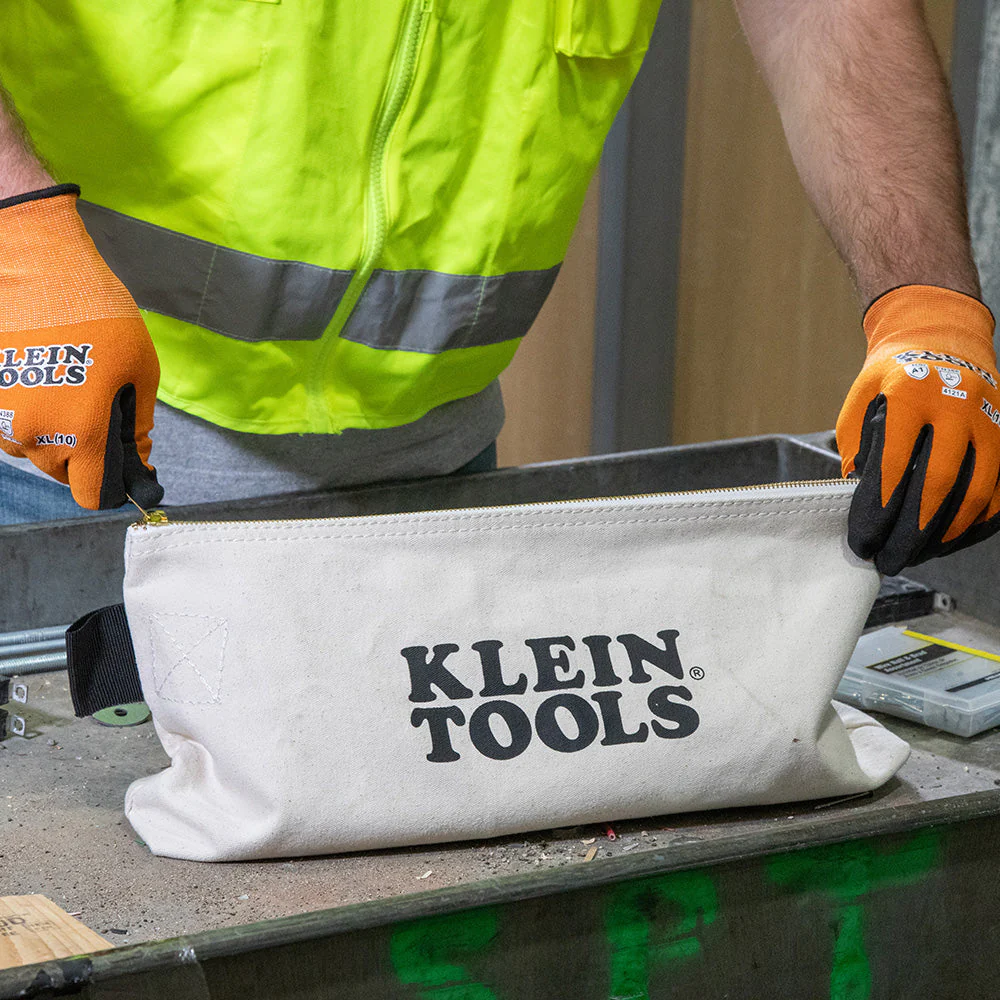 Klein Tools 62042 Zipper Bag, Extra-Long Canvas Tool Pouch, 16-Inch, Natural - Image 10