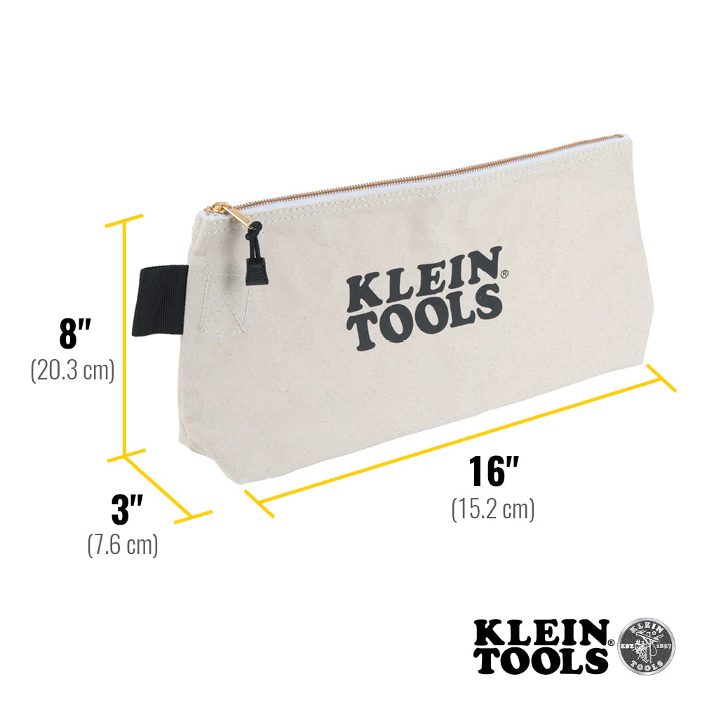 Klein Tools 62042 Zipper Bag, Extra-Long Canvas Tool Pouch, 16-Inch, Natural - Image 3